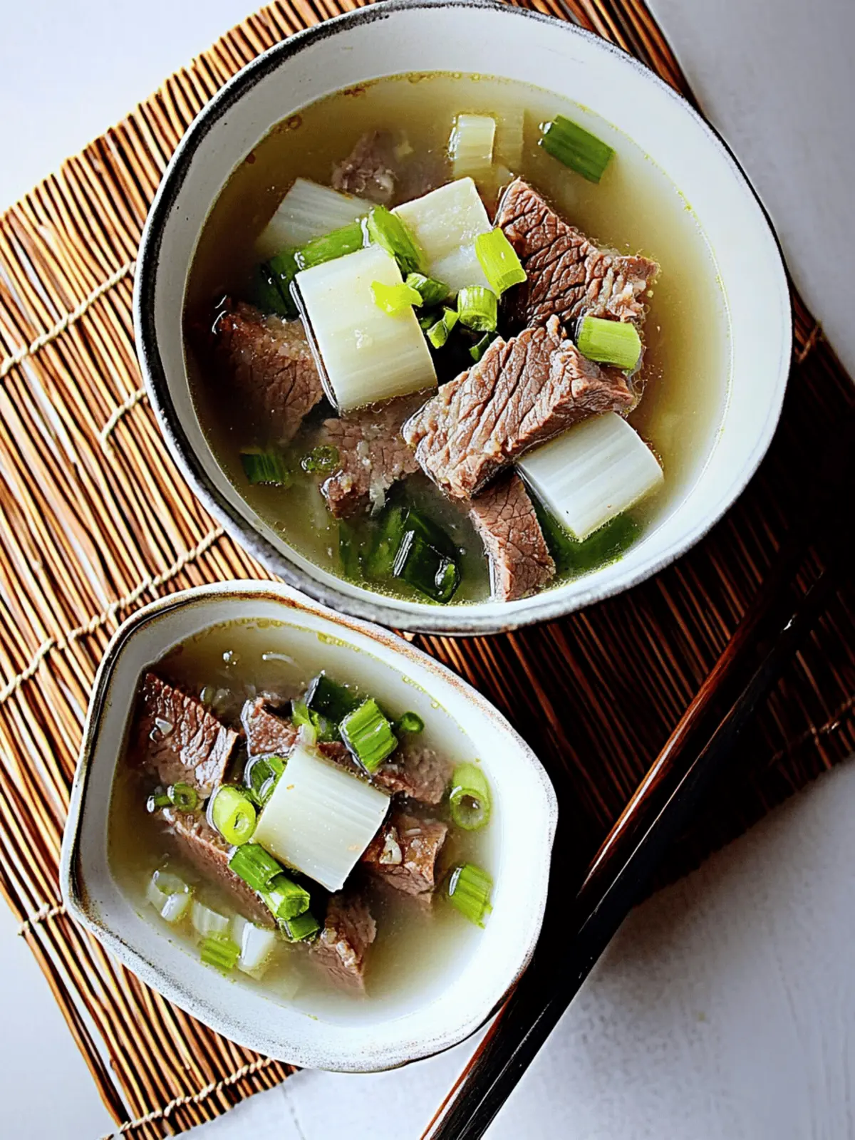 Beef Brisket with Daikon and Leek in Clear Broth