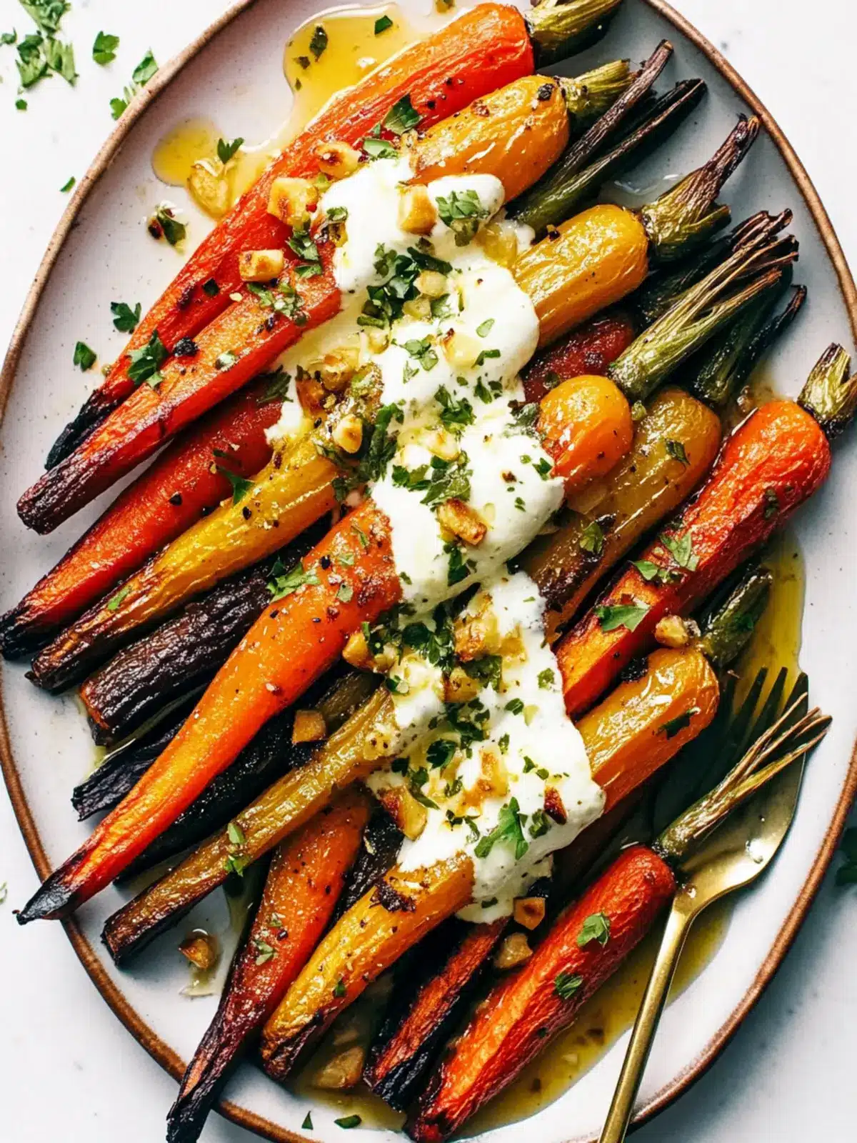 Delicious Roasted Carrots with Honey and Garlic Yogurt Sauce 3 Roasted Carrots with Honey and Garlic Yogurt Sauce