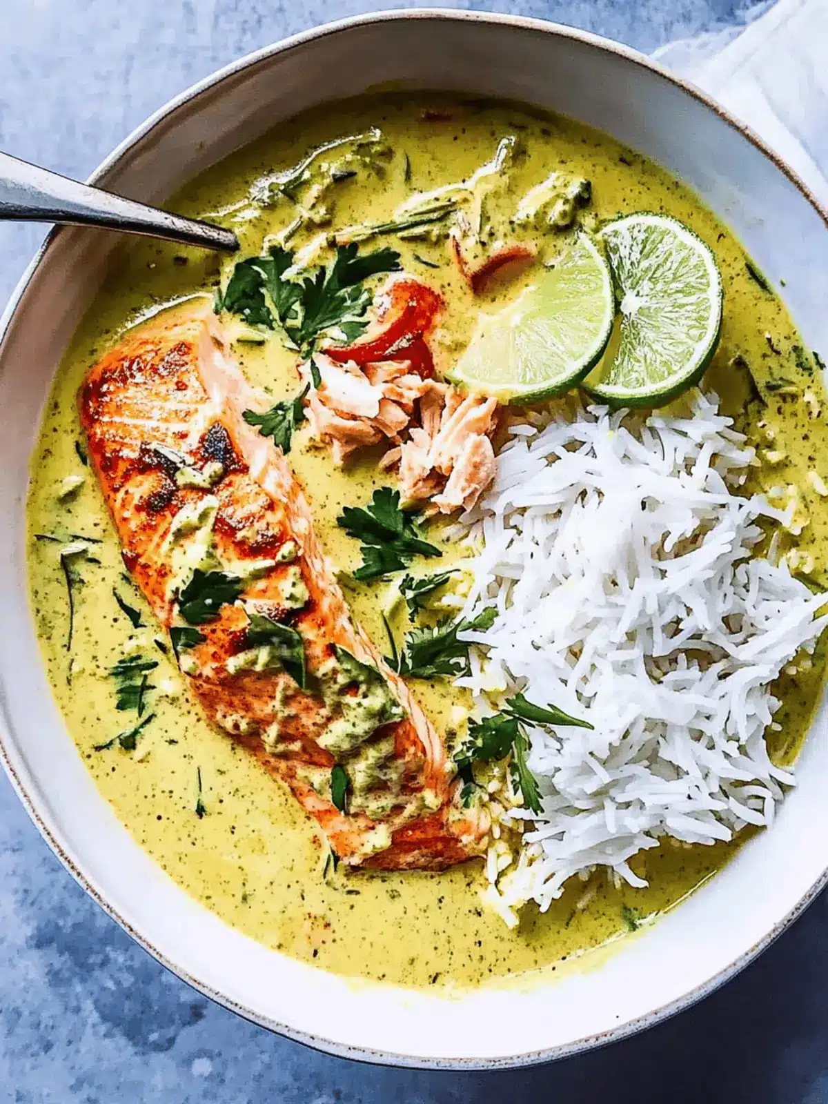 Savory Salmon in Coconut Lime Indian Curry Just for You 3 Salmon in Coconut Lime Indian Curry