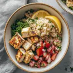 Mediterranean Herbed Lemon Tofu and Couscous Bowl
