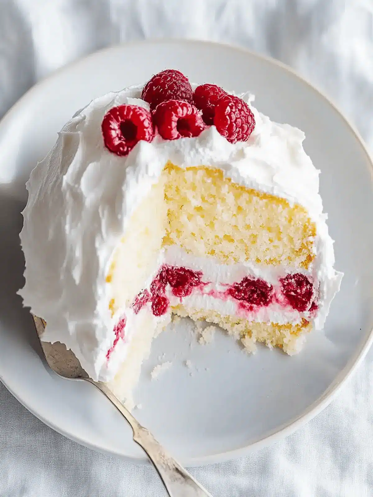 Homemade Raspberry And Cream Angel Food Cake