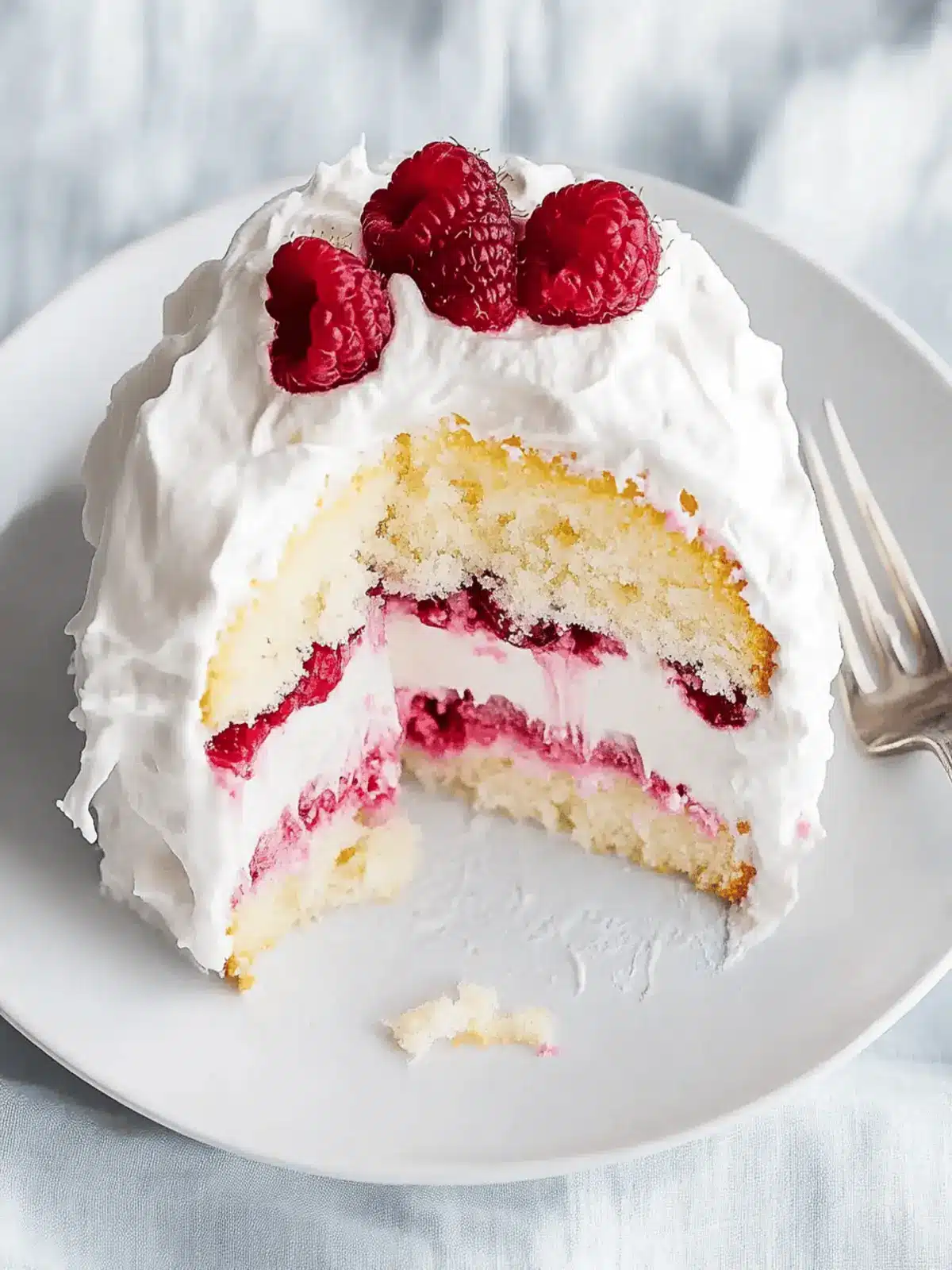 Homemade Raspberry And Cream Angel Food Cake