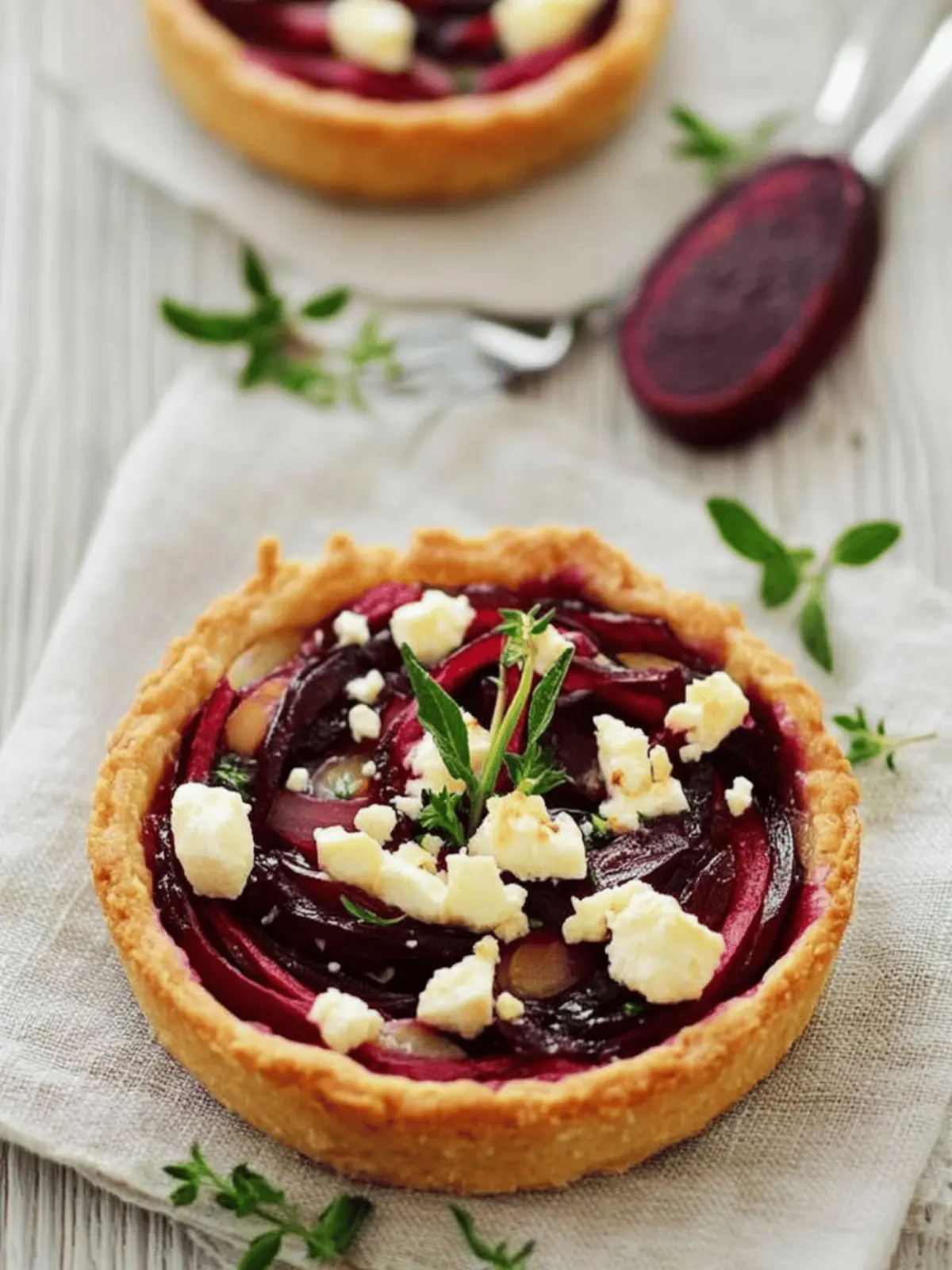 Caramelized Onion, Beetroot & Feta Tart