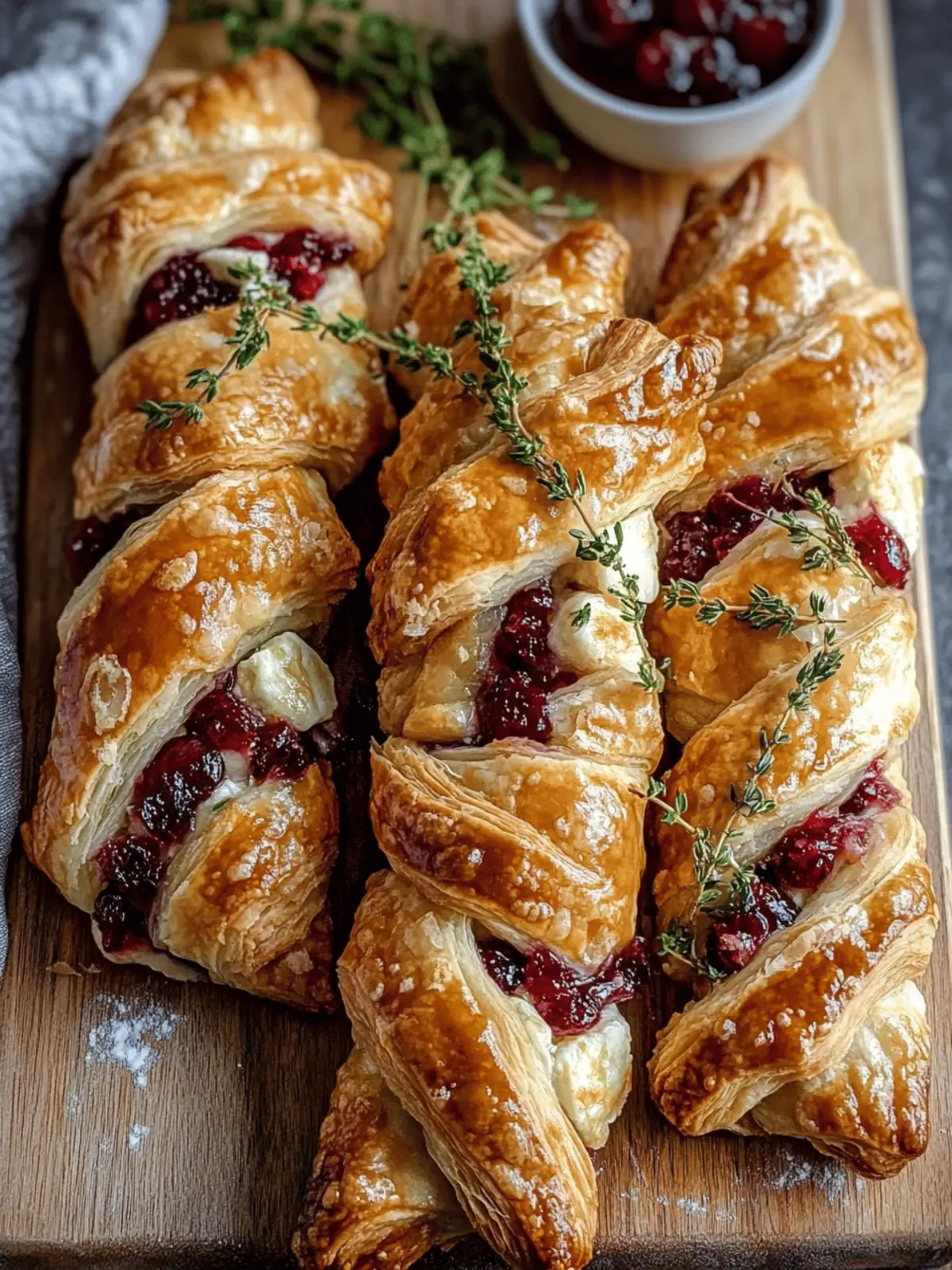 Cranberry Brie & Thyme Puff Pastry Twists for Ultimate Snacking 2 Cranberry Brie & Thyme Puff Pastry Twists