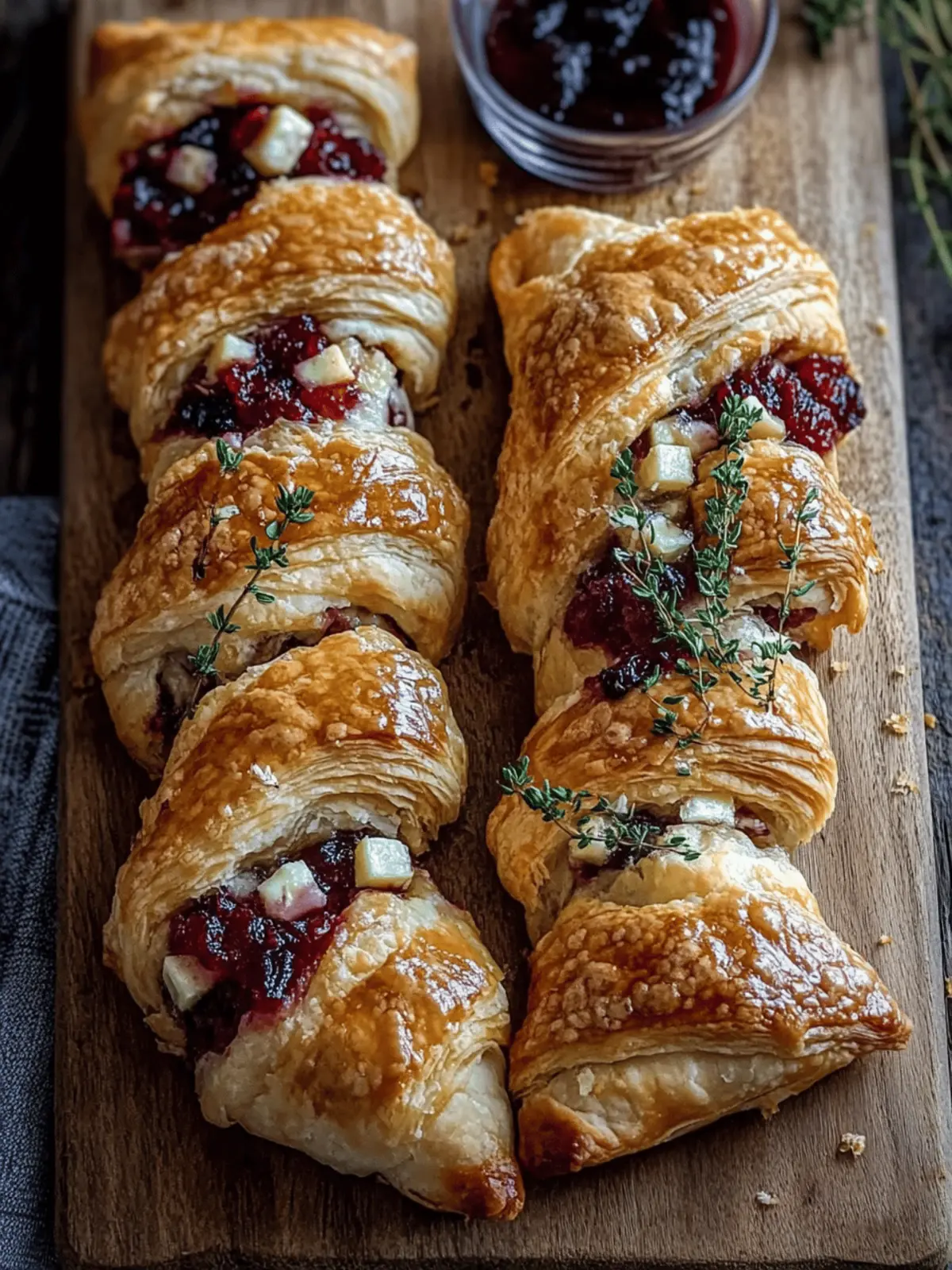 Cranberry Brie & Thyme Puff Pastry Twists for Ultimate Snacking 4 Cranberry Brie & Thyme Puff Pastry Twists
