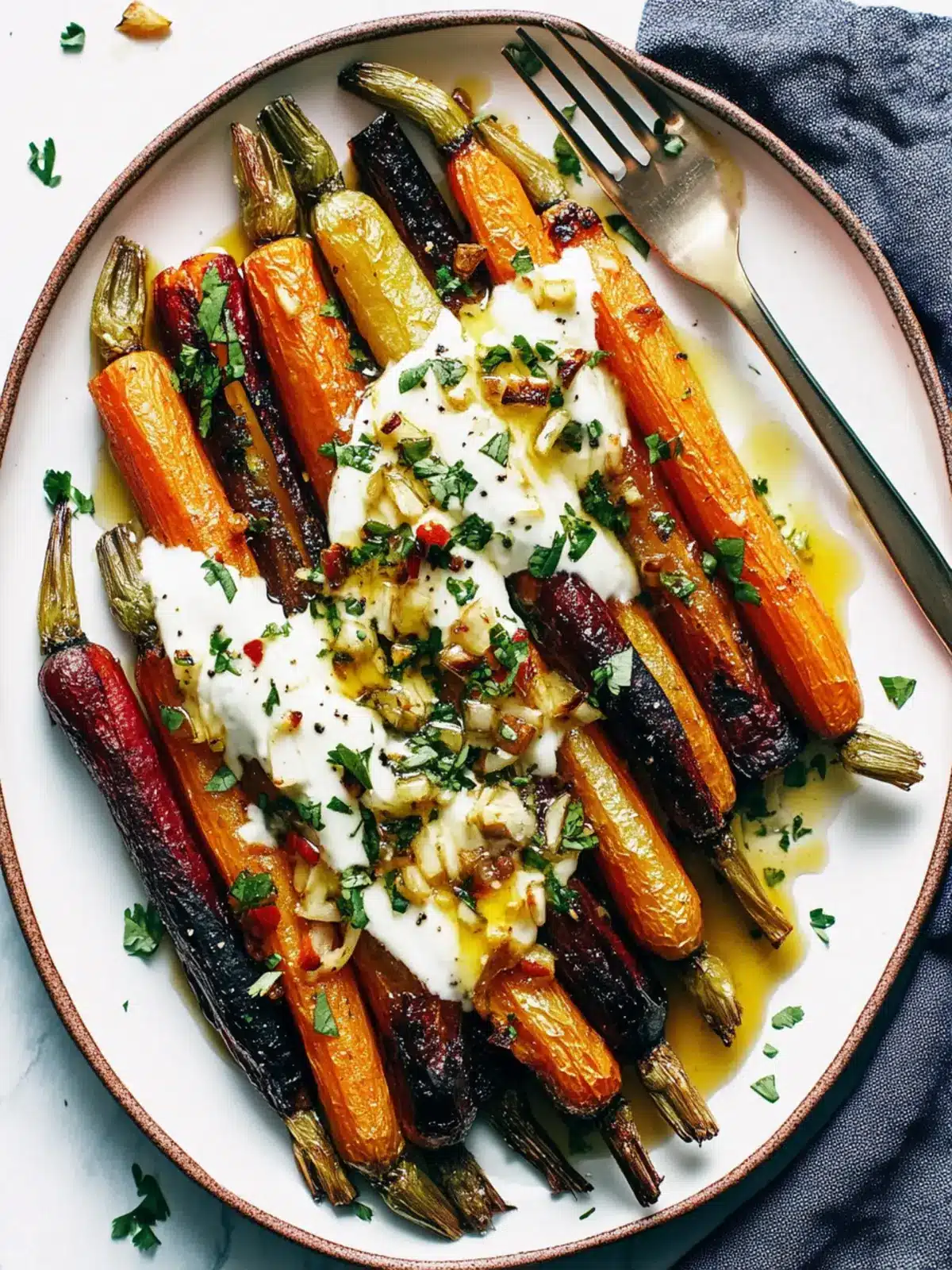 Delicious Roasted Carrots with Honey and Garlic Yogurt Sauce 2 Roasted Carrots with Honey and Garlic Yogurt Sauce