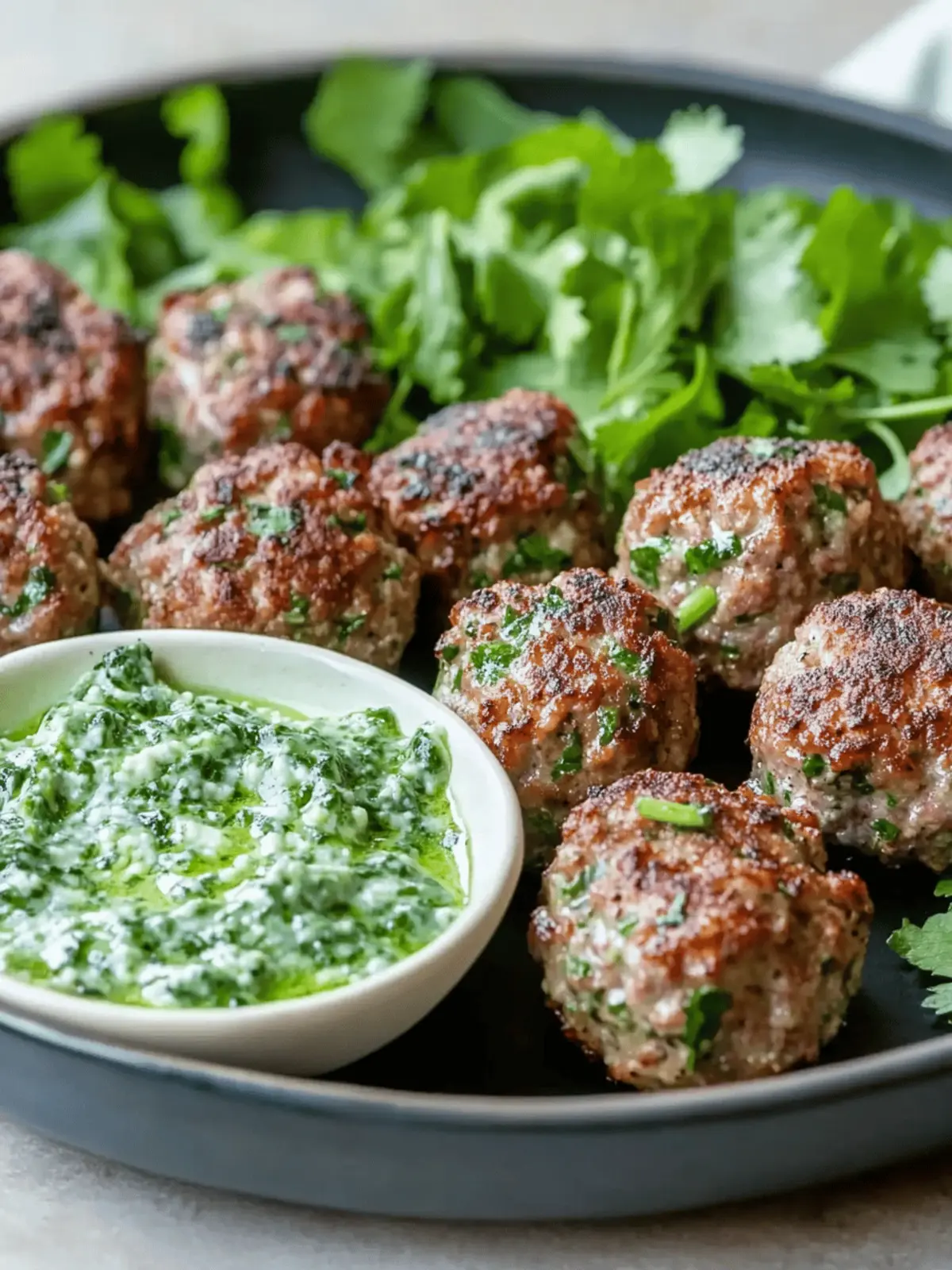 Spicy Lamb Meatballs With Green Dip