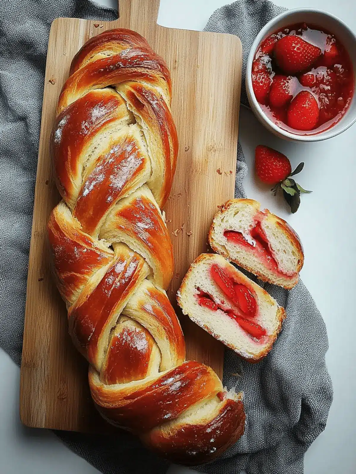 Braided Bread with Strawberry and Cream Cheese Filling