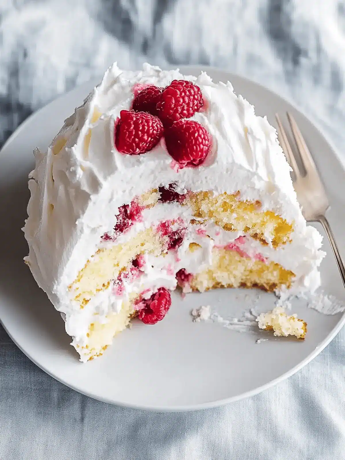 Homemade Raspberry And Cream Angel Food Cake