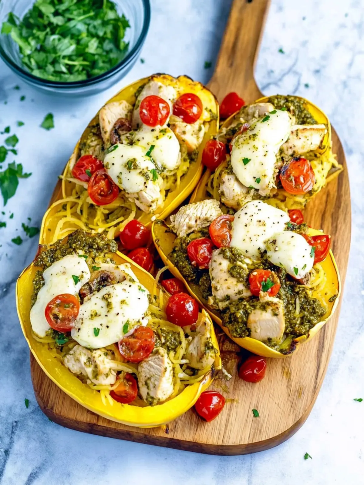 Savor Chicken Pesto Spaghetti Squash for a Healthy Twist 3 Chicken Pesto Spaghetti Squash