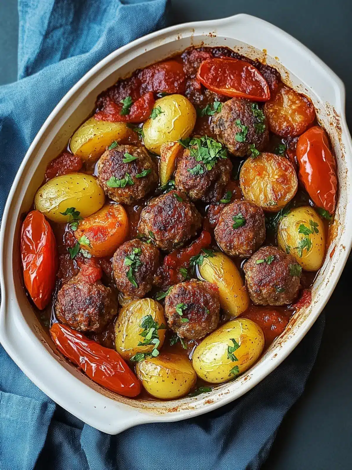 Turkish Izmir-Style Baked Meatballs with Potatoes and Tomatoes Bliss 2 Turkish Izmir-Style Baked Meatballs with Potatoes and Tomatoes