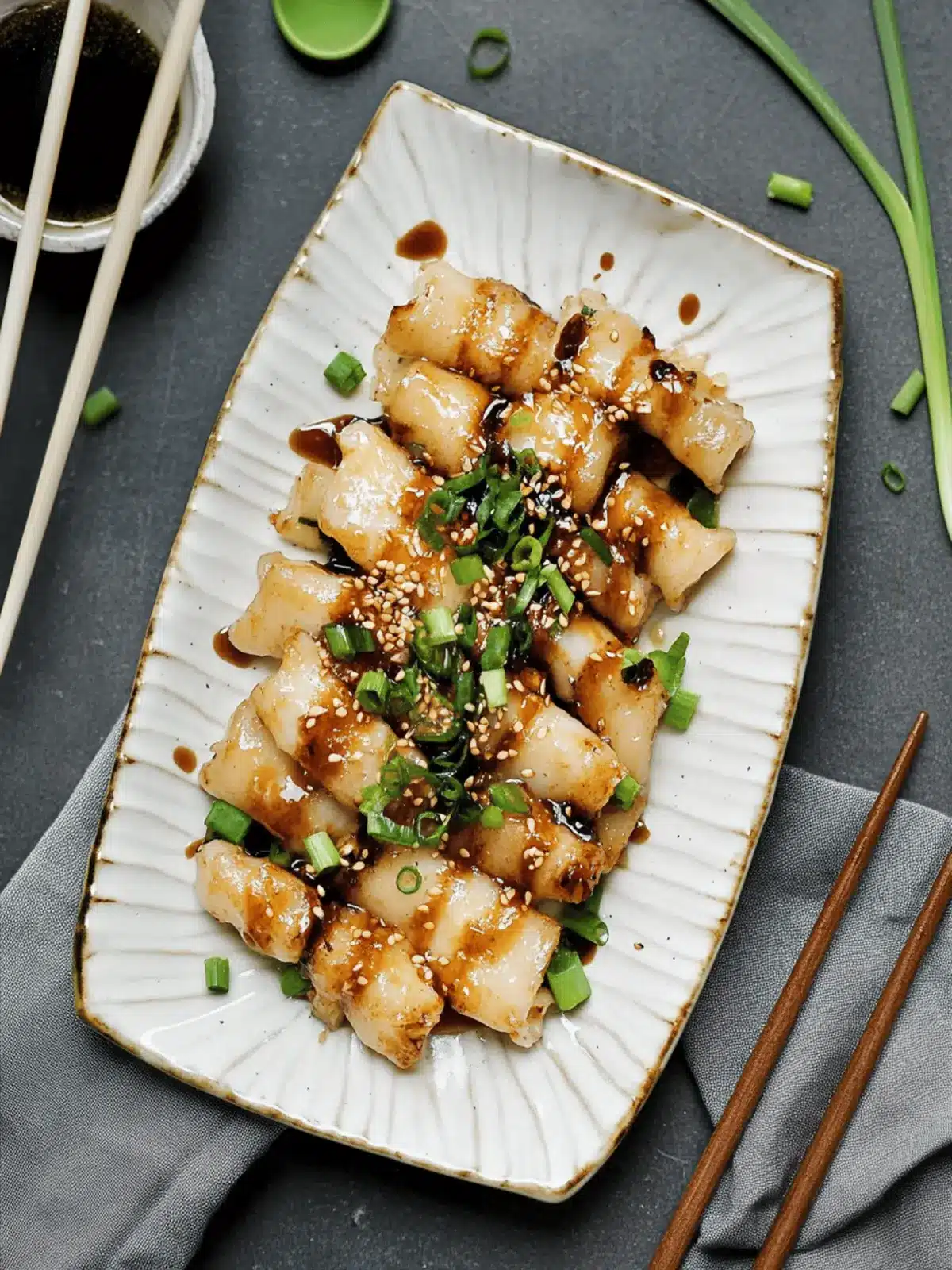 Pan Seared Cheung Fun Noodle Rolls