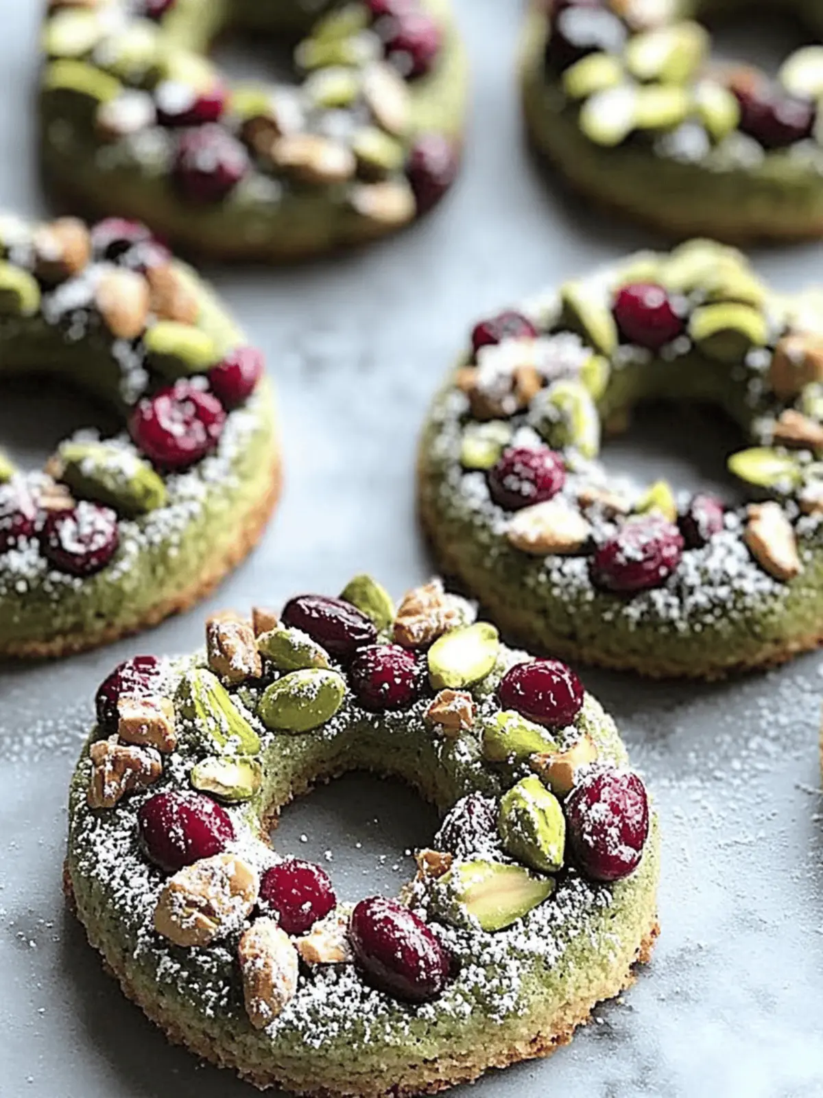 Pistachio Cranberry Wreath Cookies