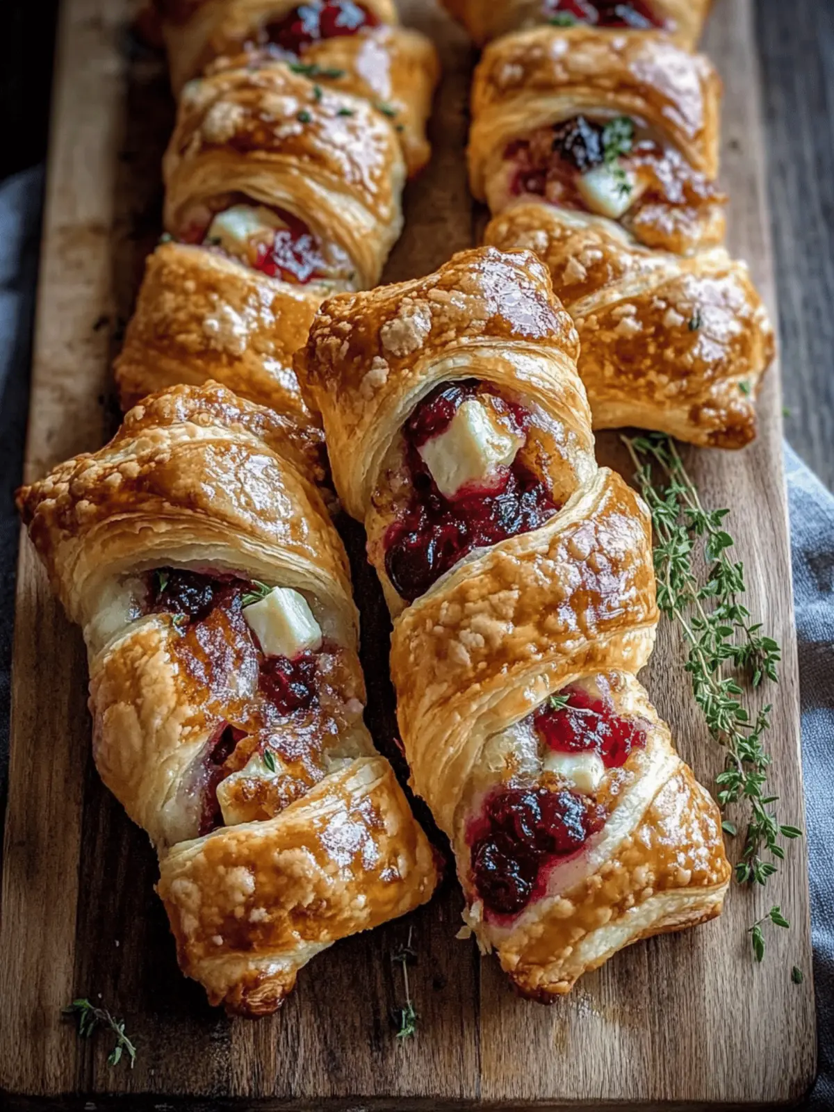 Cranberry Brie & Thyme Puff Pastry Twists for Ultimate Snacking 5 Cranberry Brie & Thyme Puff Pastry Twists
