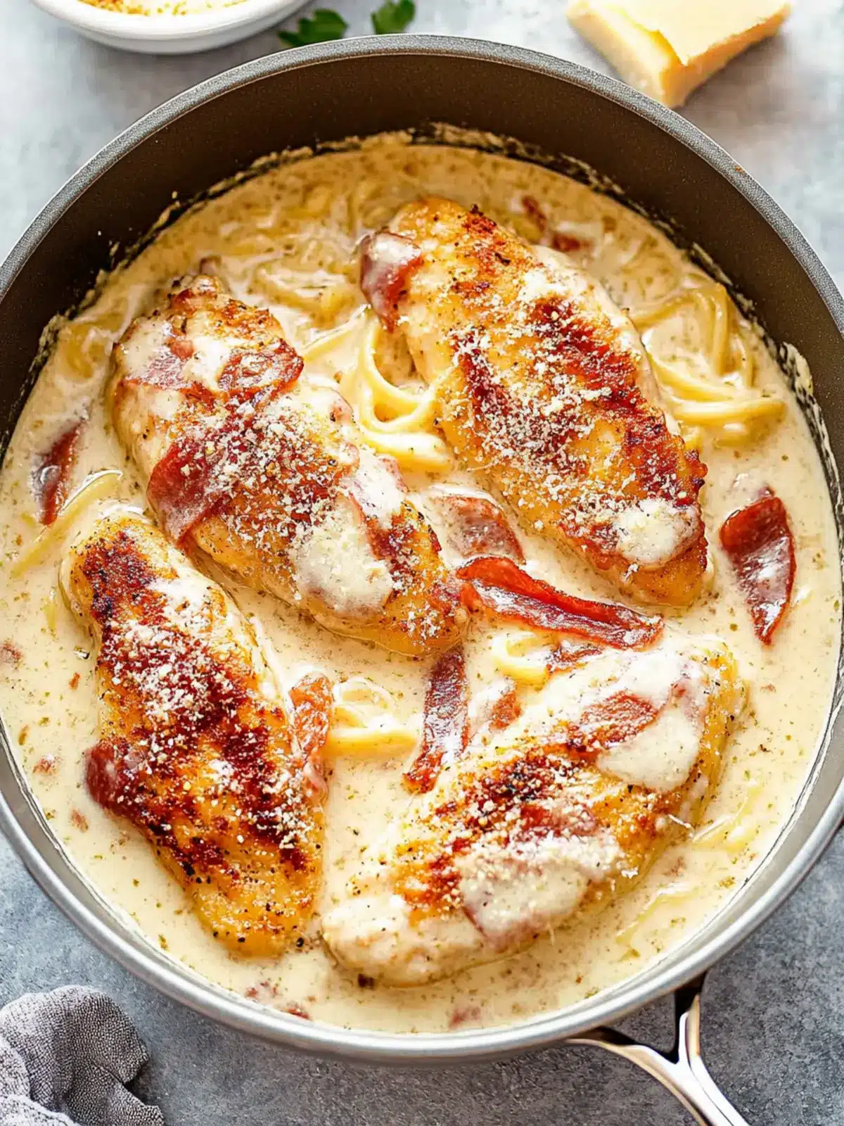 Creamy Parmesan Carbonara Chicken (No Egg)