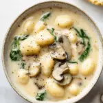 Creamy Parmesan, Mushroom, and Spinach Gnocchi Soup