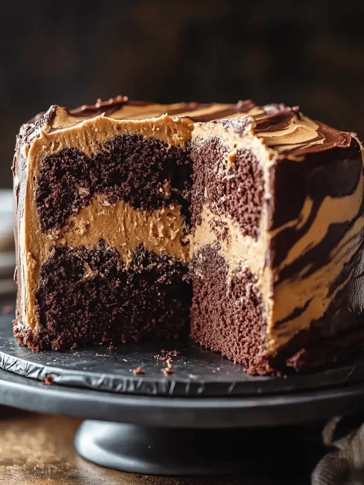Peanut Butter Swirl Chocolate Cake