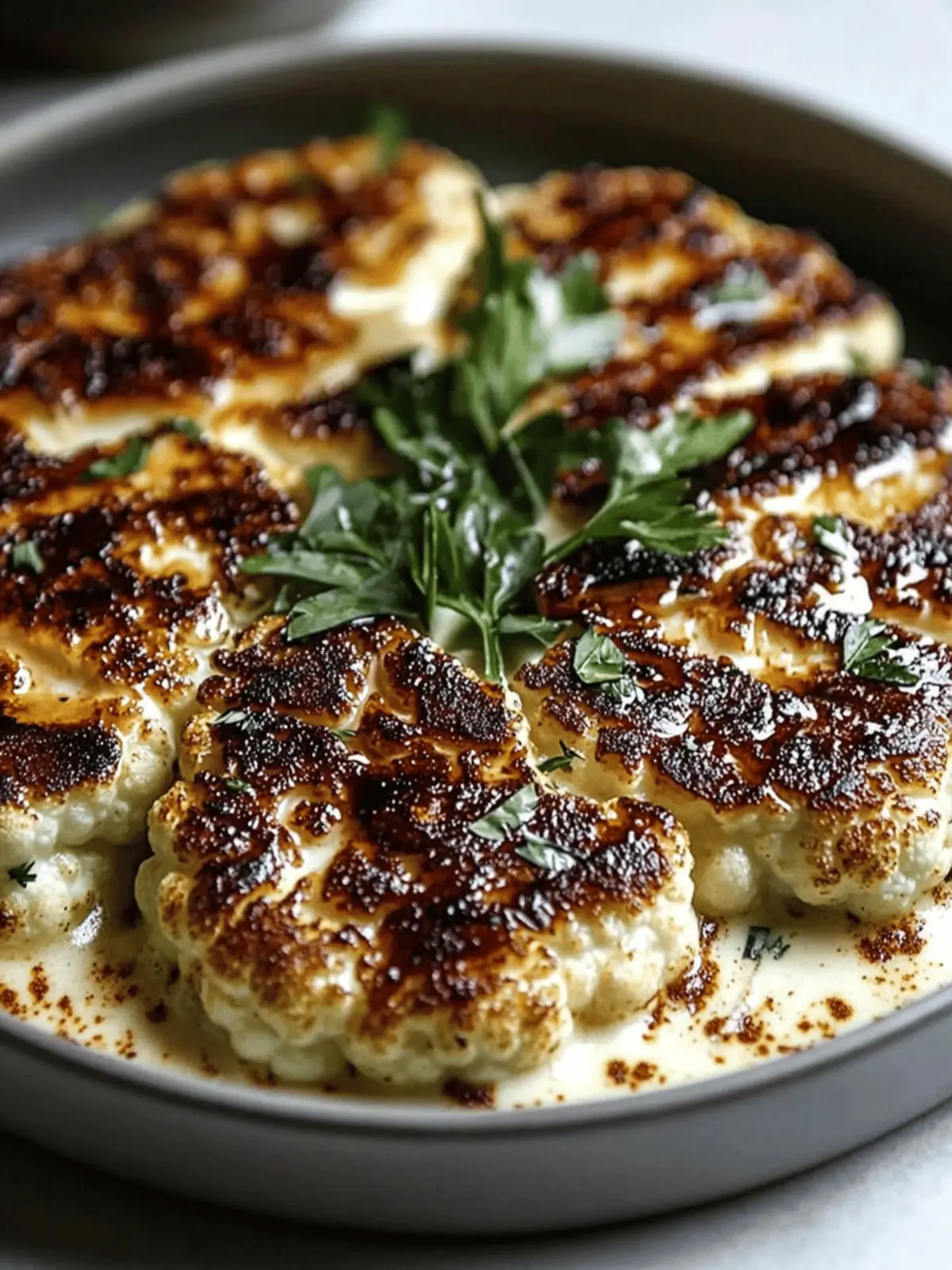 Mouthwatering Smoky Cauliflower Steaks with Garlic Lemon Sauce 2 Smoky Cauliflower Steaks with Garlic Lemon Sauce
