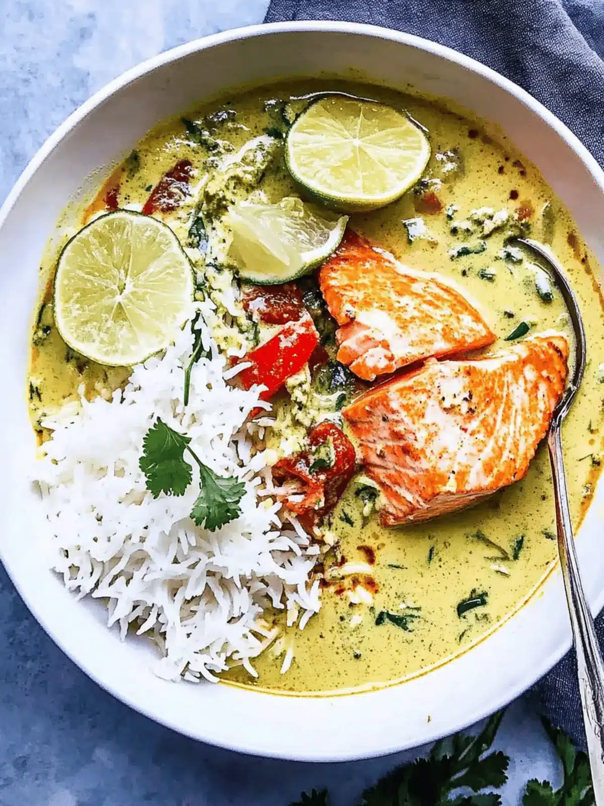 Savory Salmon in Coconut Lime Indian Curry Just for You 4 Salmon in Coconut Lime Indian Curry