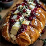 Garlic Herb Sourdough Bread Stuffed with Brie and Cranberry Sauce