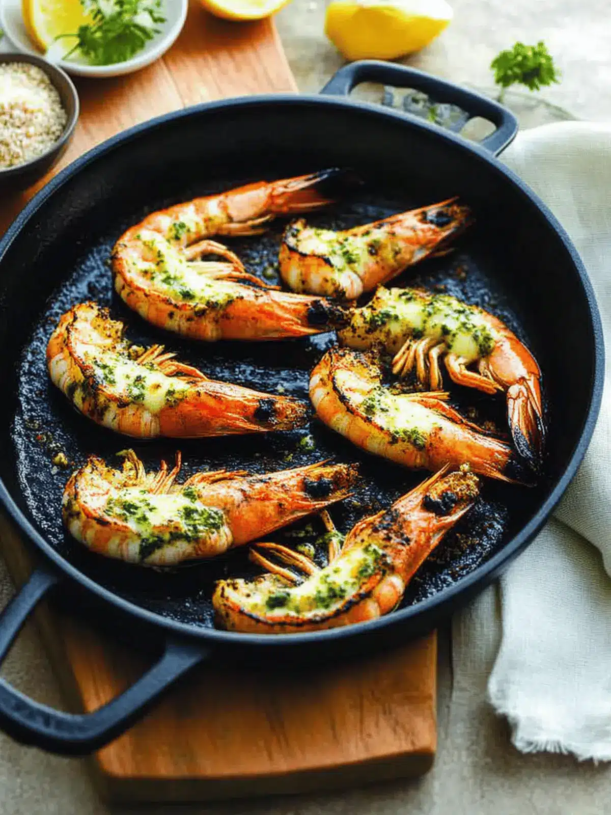 Chargrilled King Prawns With Garlic Butter
