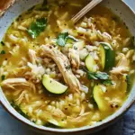 Ginger Chicken and Rice Soup with Zucchini