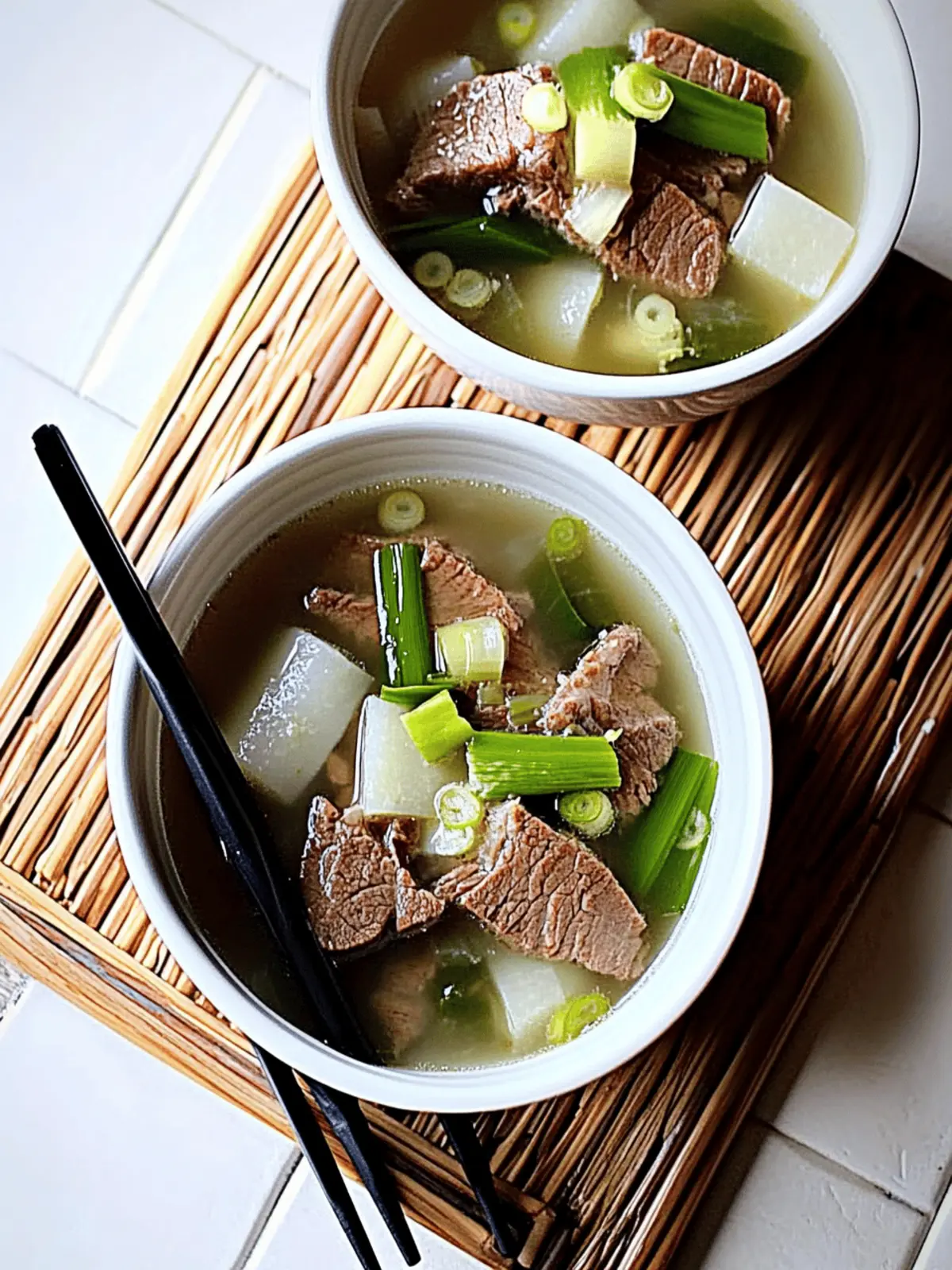 Beef Brisket with Daikon and Leek in Clear Broth