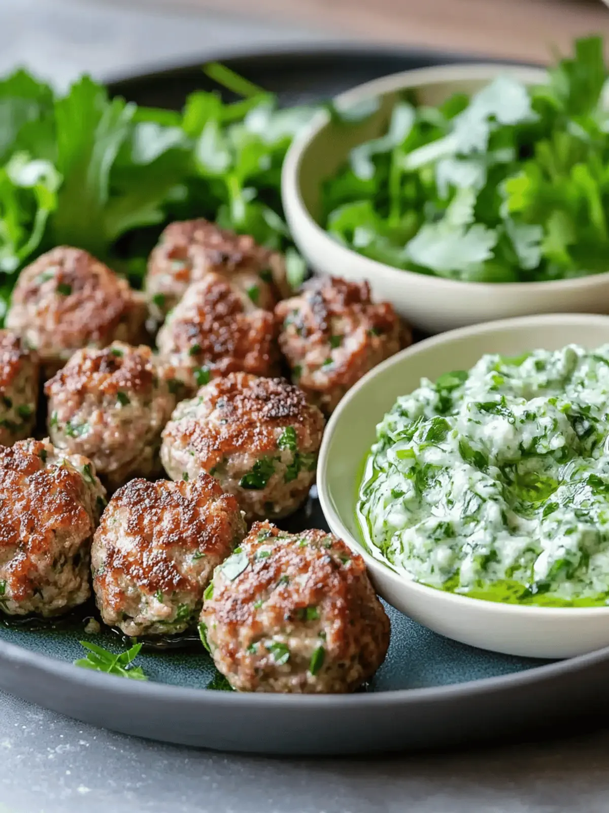 Spicy Lamb Meatballs With Green Dip
