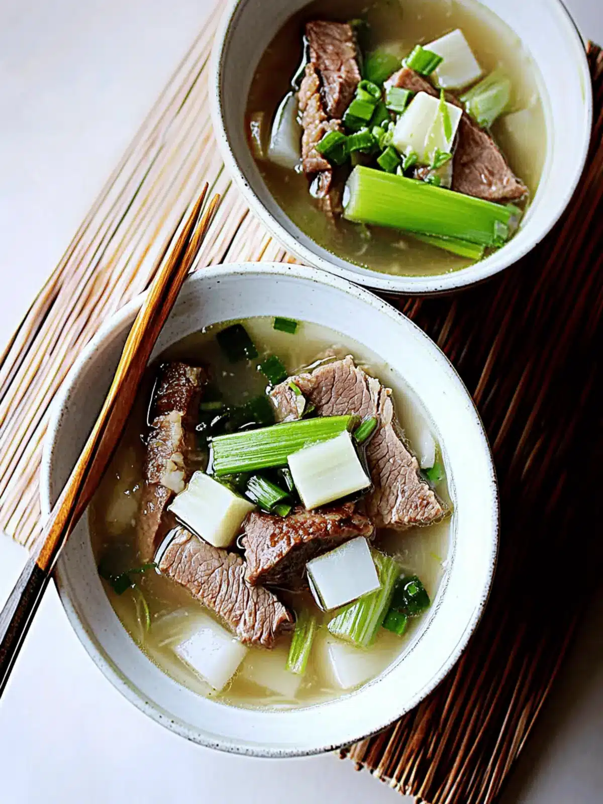 Beef Brisket with Daikon and Leek in Clear Broth