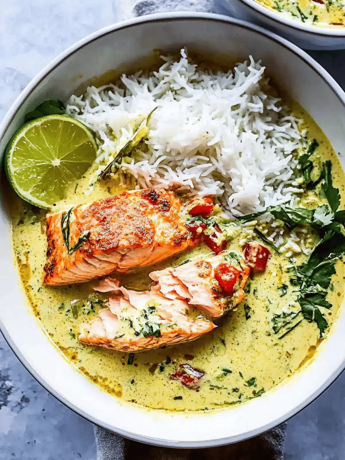 Savory Salmon in Coconut Lime Indian Curry Just for You 2 Salmon in Coconut Lime Indian Curry