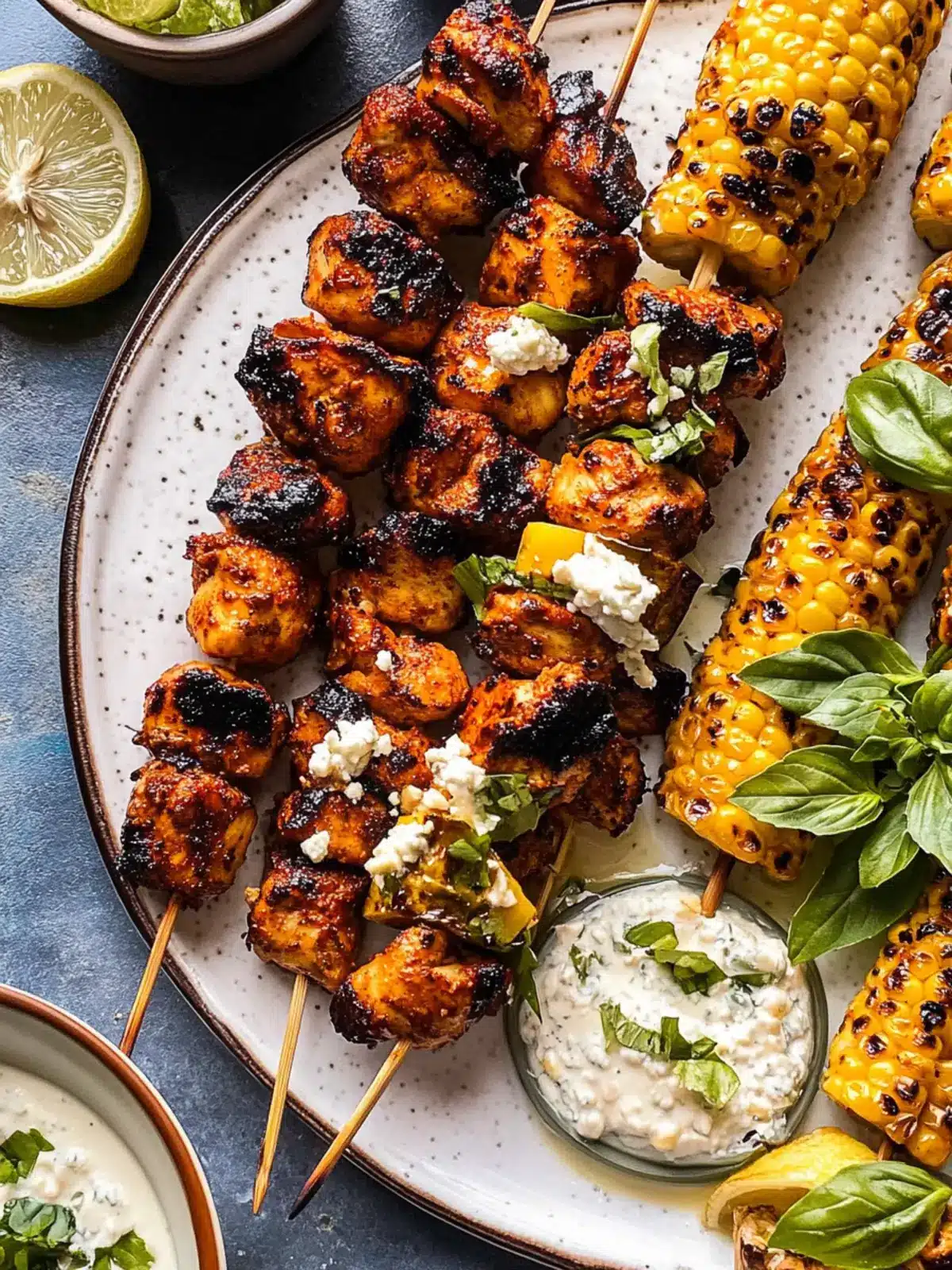 Lemon Feta Paprika Chicken Skewers with Charred Corn Delight 3 Lemon Feta Paprika Chicken Skewers with Charred Corn