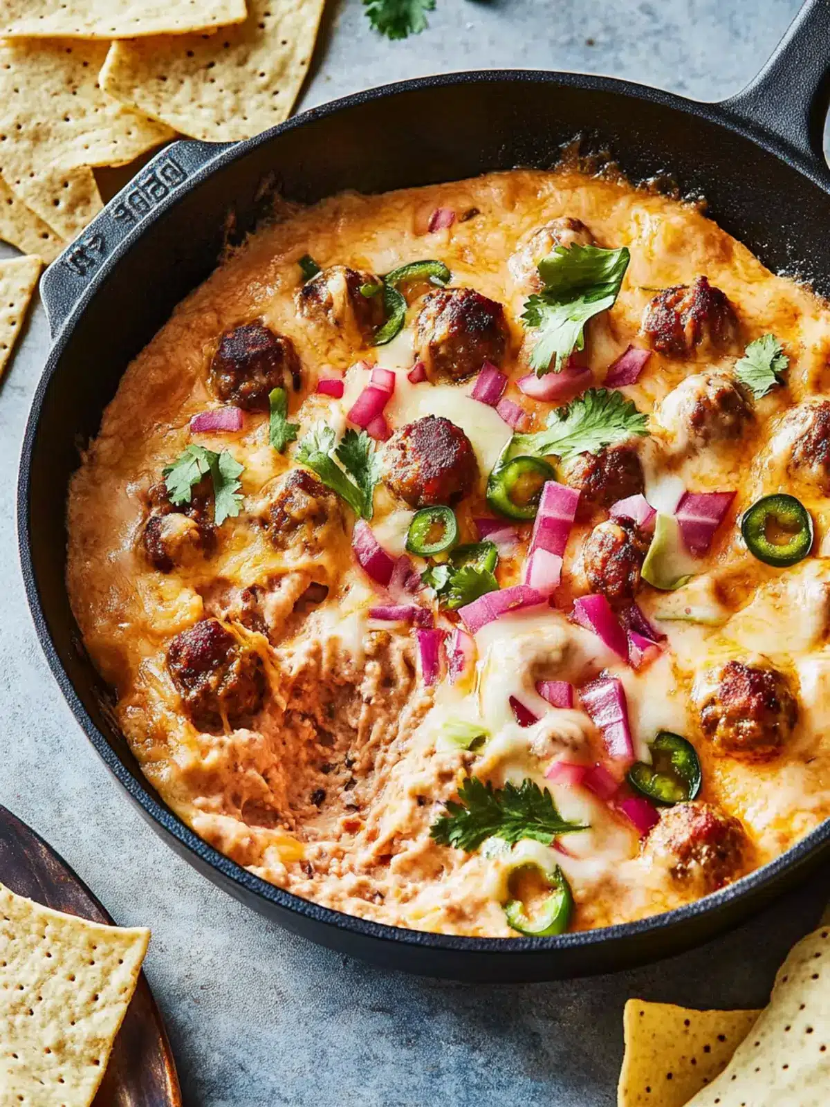 Cheesy Mini Meatball Skillet Dip for Ultimate Game Day Fun 2 Cheesy Mini Meatball Skillet Dip