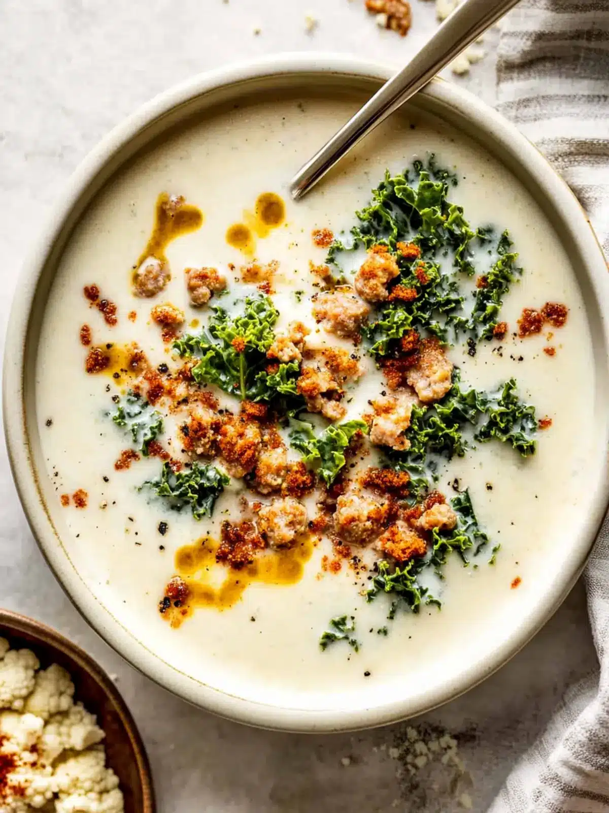 Cauliflower Sausage Kale Soup