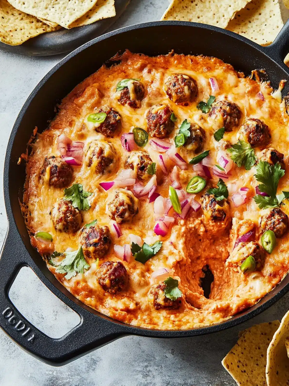 Cheesy Mini Meatball Skillet Dip for Ultimate Game Day Fun 3 Cheesy Mini Meatball Skillet Dip