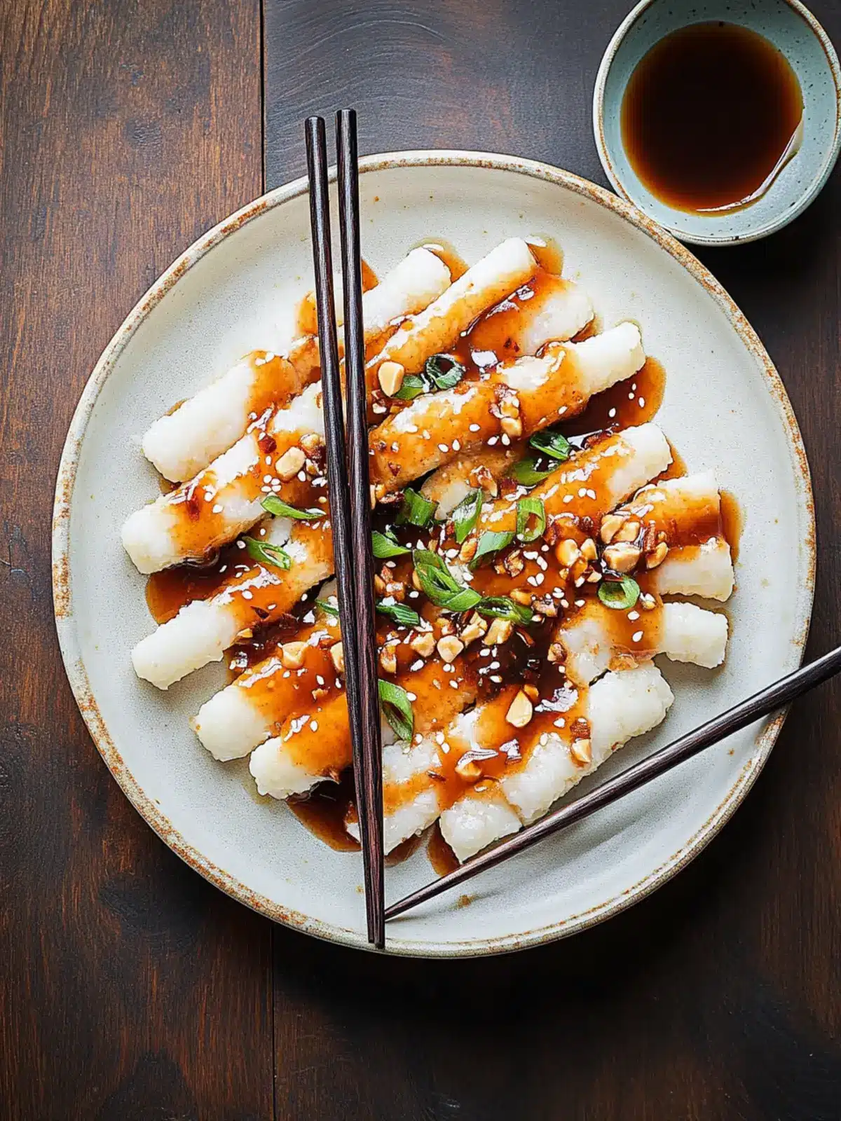 Rice Cakes w/ Peanut Sauce & Hoisin