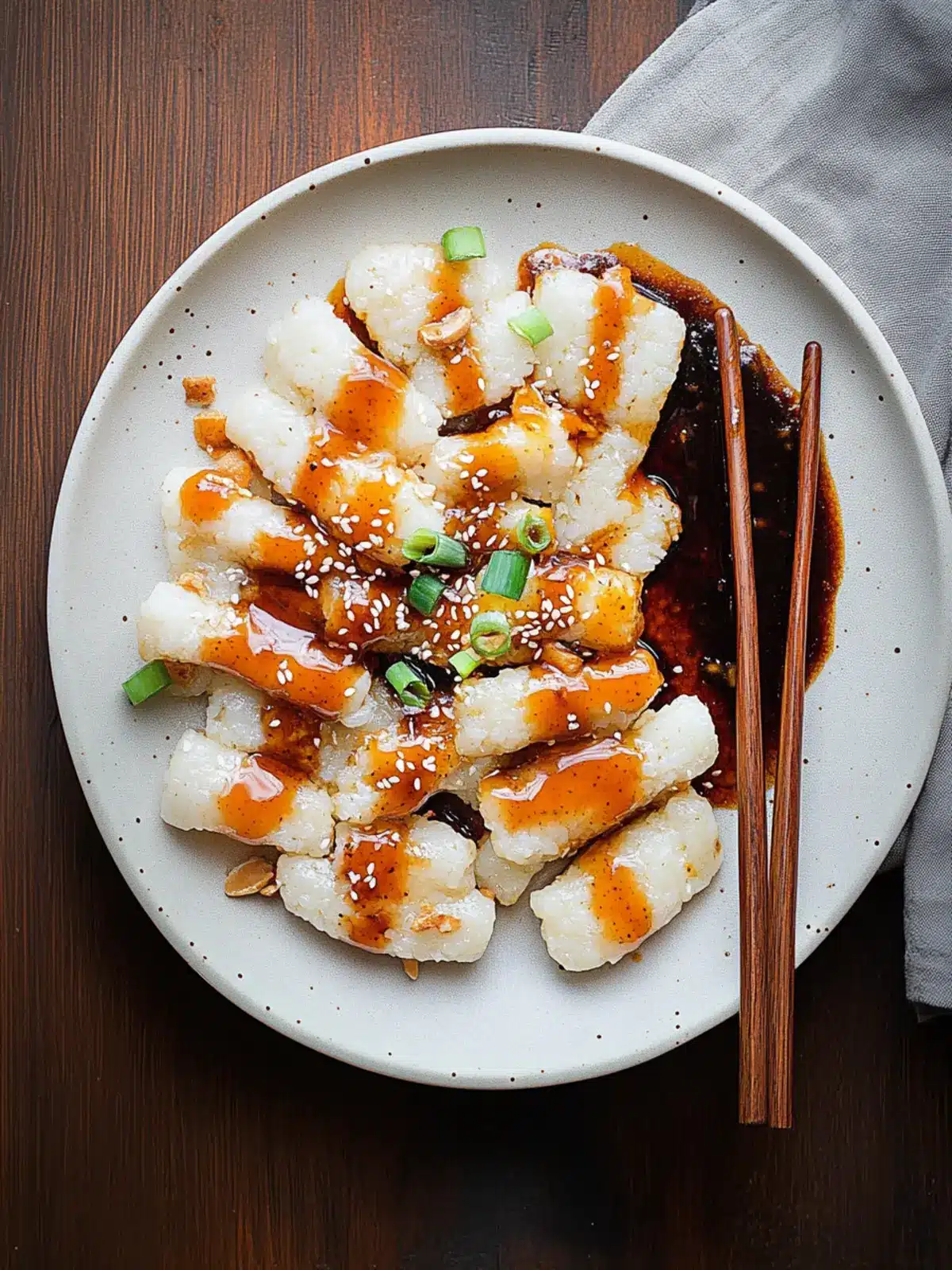 Rice Cakes w/ Peanut Sauce & Hoisin