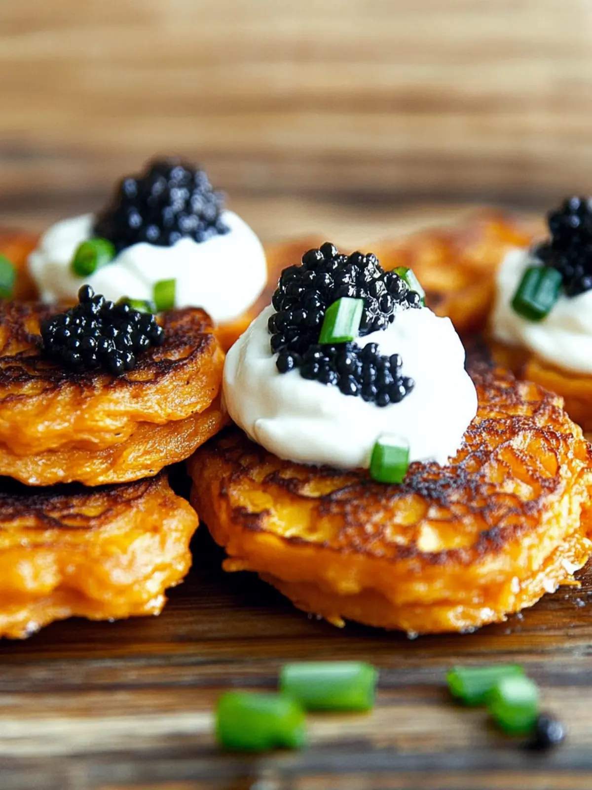 Sweet Potato Pancakes with Caviar and Crème Fraîche