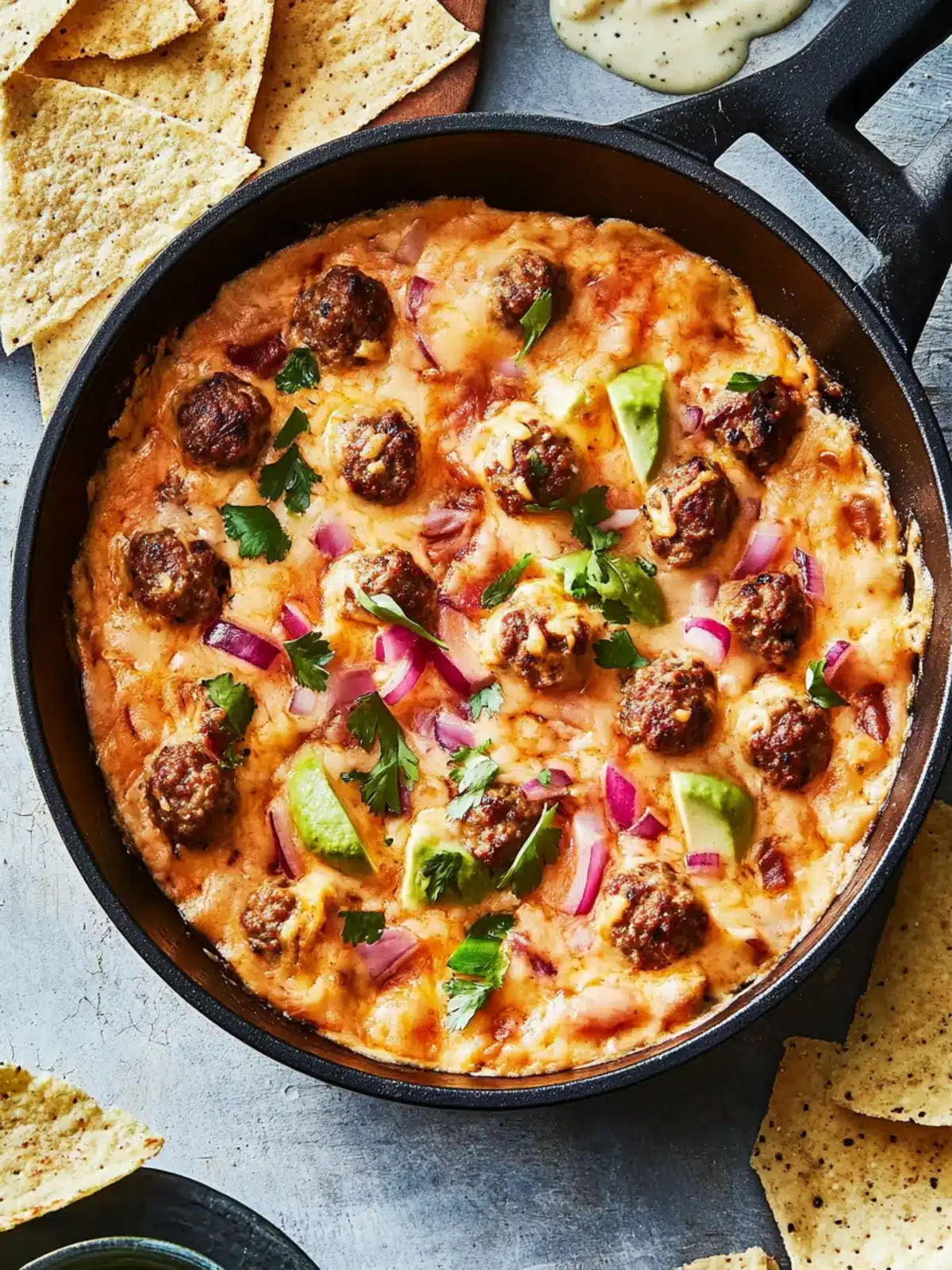 Cheesy Mini Meatball Skillet Dip for Ultimate Game Day Fun 5 Cheesy Mini Meatball Skillet Dip