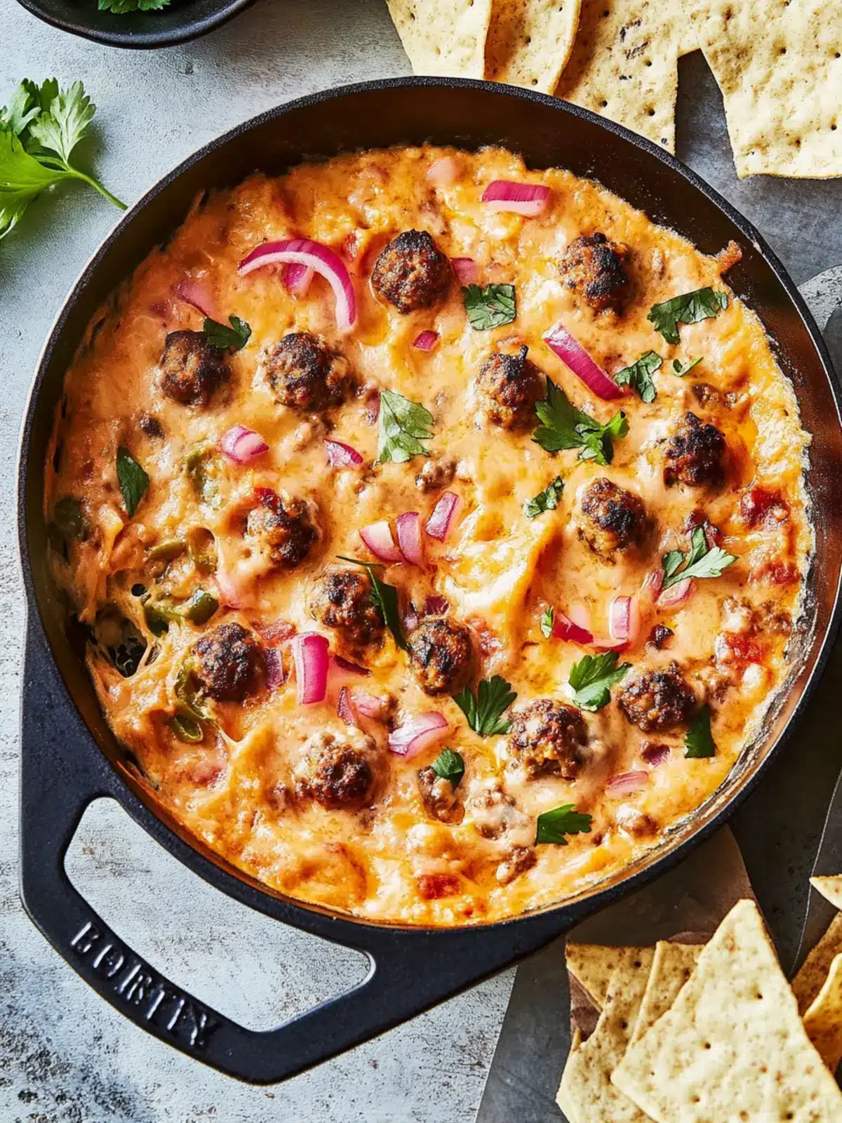 Cheesy Mini Meatball Skillet Dip for Ultimate Game Day Fun 4 Cheesy Mini Meatball Skillet Dip