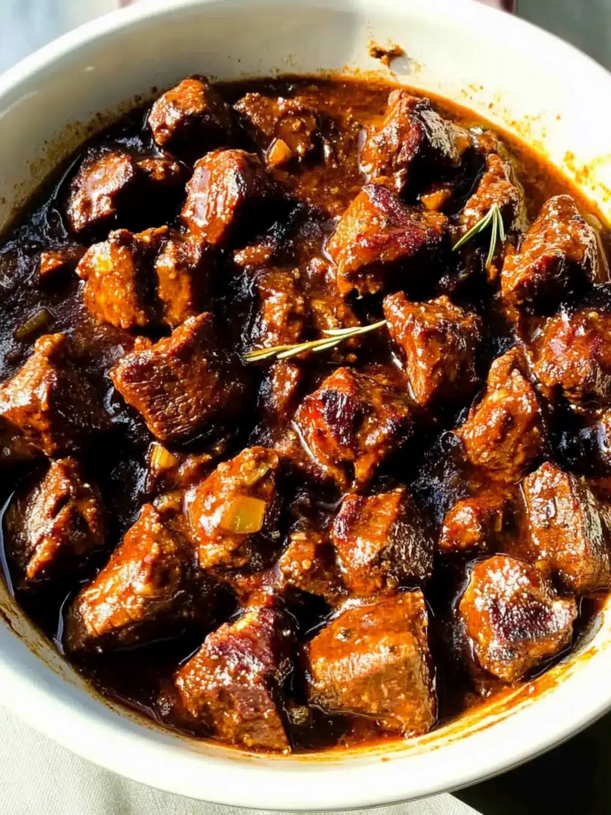 Savory Crockpot Steak Bites with Garlic, Rosemary & Honey Balsamic 2 Crockpot Steak Bites with Garlic, Rosemary & Honey Balsamic