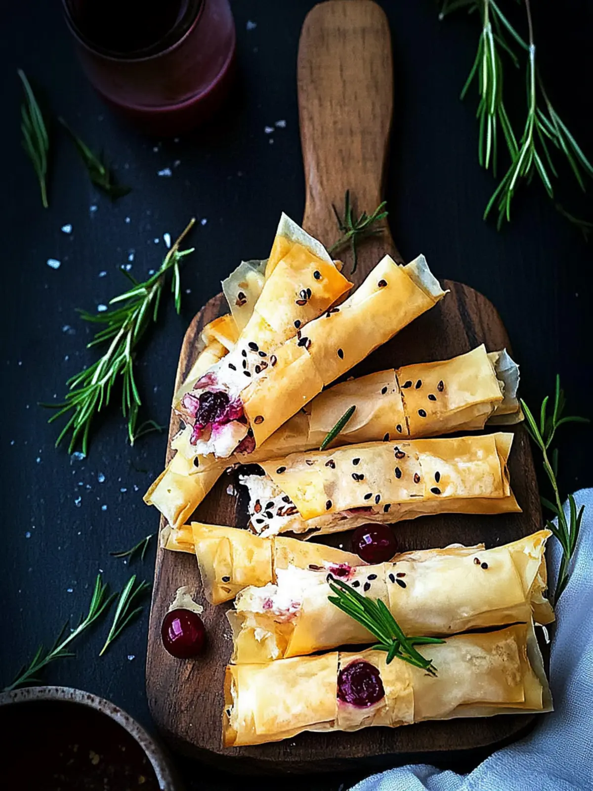 Cranberry and Brie Filo Crackers