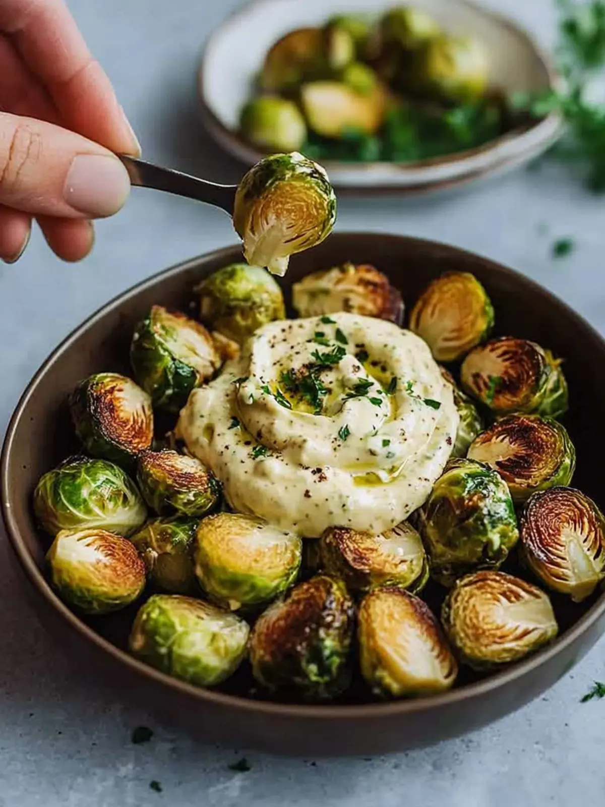 Crispy Brussels Sprouts with Dijon Aioli for Irresistible Flavor 2 Crispy Brussel Sprouts With Dijon Aioli