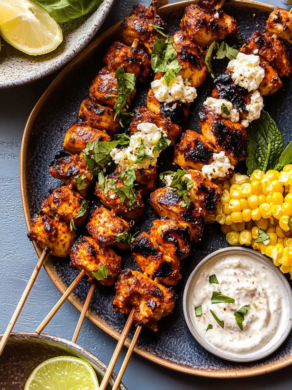 Lemon Feta Paprika Chicken Skewers with Charred Corn Delight 4 Lemon Feta Paprika Chicken Skewers with Charred Corn