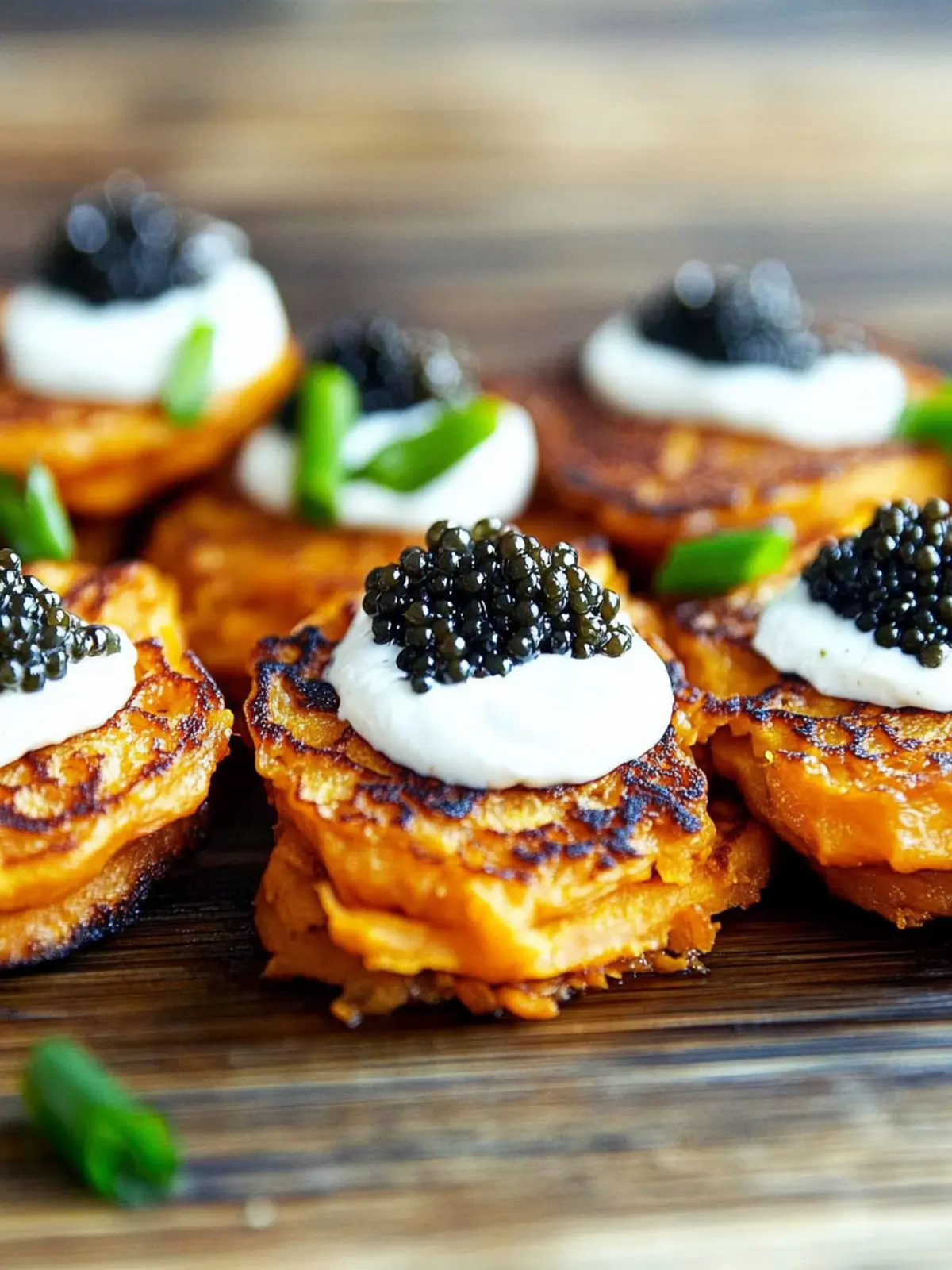 Sweet Potato Pancakes with Caviar and Crème Fraîche