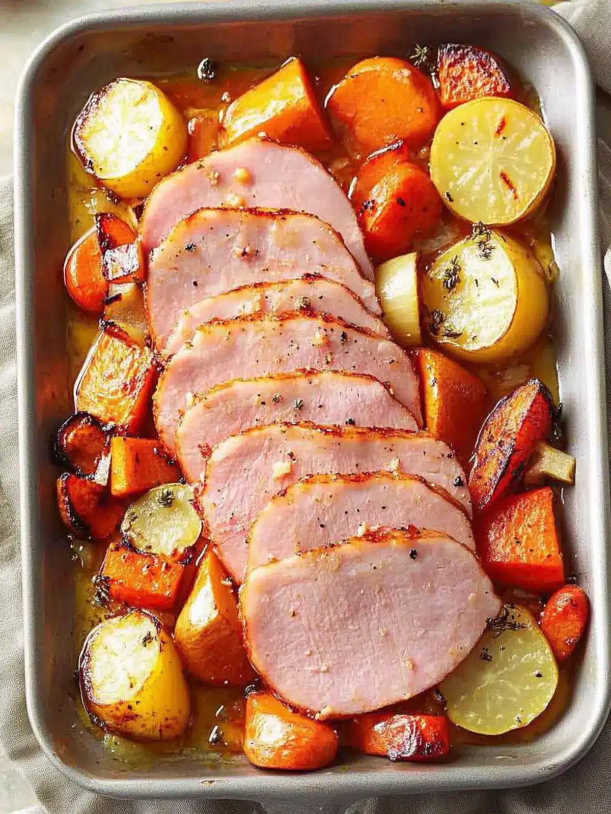 Sliced Ham with Roasted Vegetables for Cozy Nights In 4 Sliced Ham with Roasted Vegetables