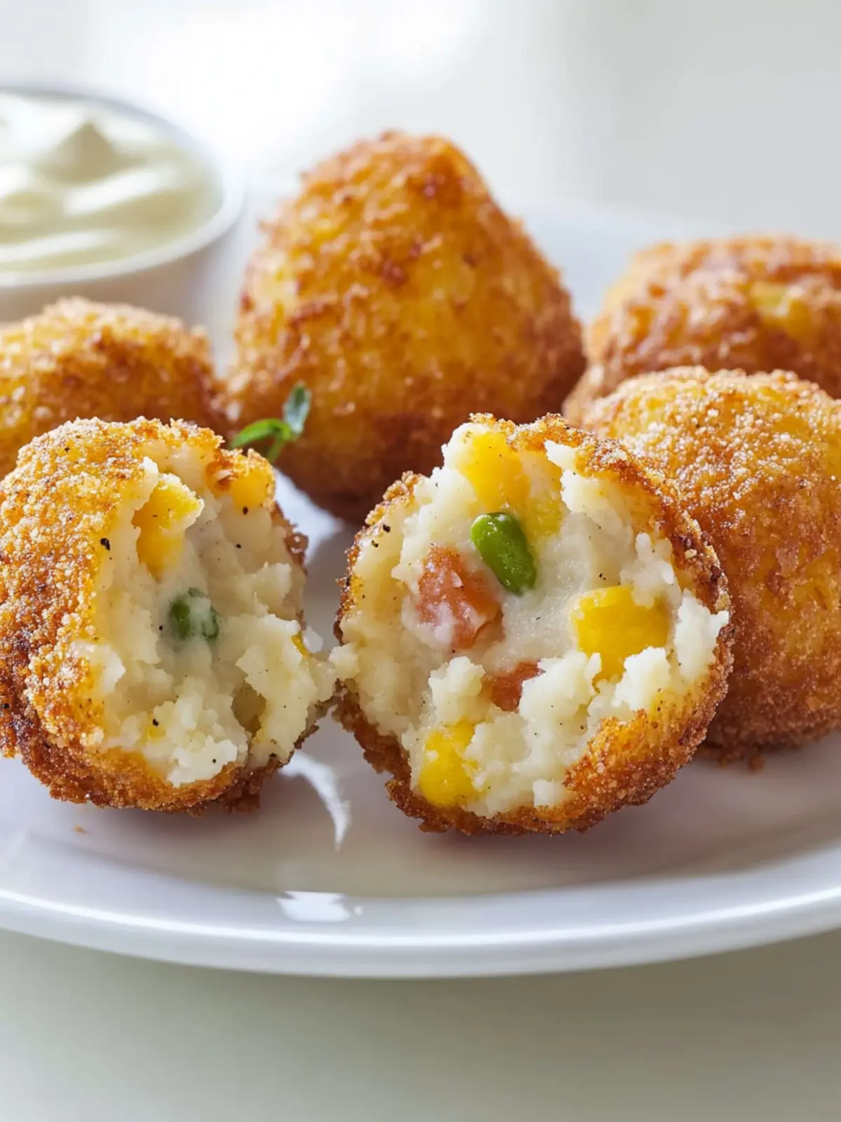 Cheesy Fried Mashed Potato Balls with Crispy Bacon Delight 2 Cheesy Fried Mashed Potato Balls