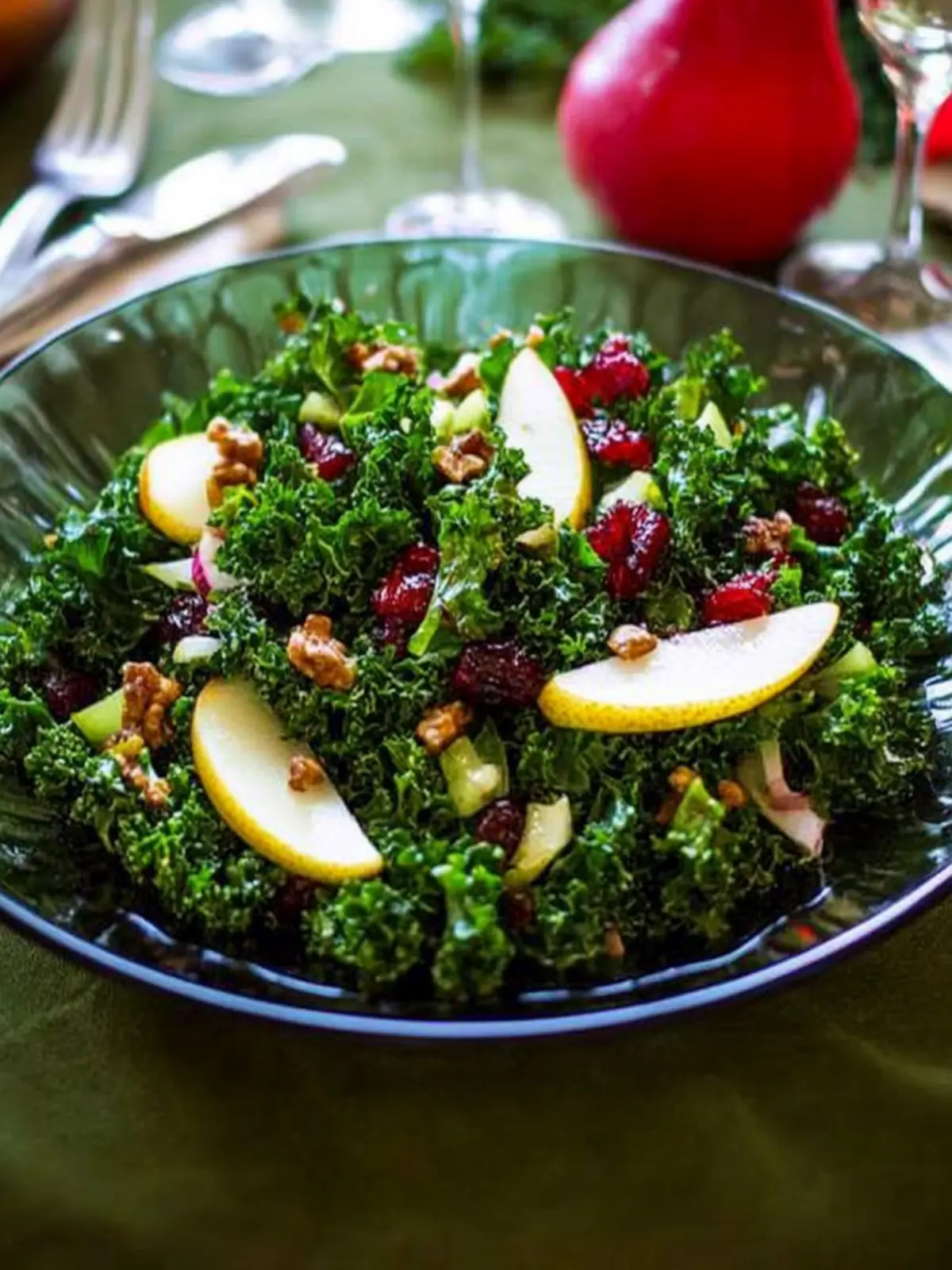 Kale, Pear and Cranberry Salad for a Fresh Flavor Boost 4 Kale, Pear and Cranberry Salad