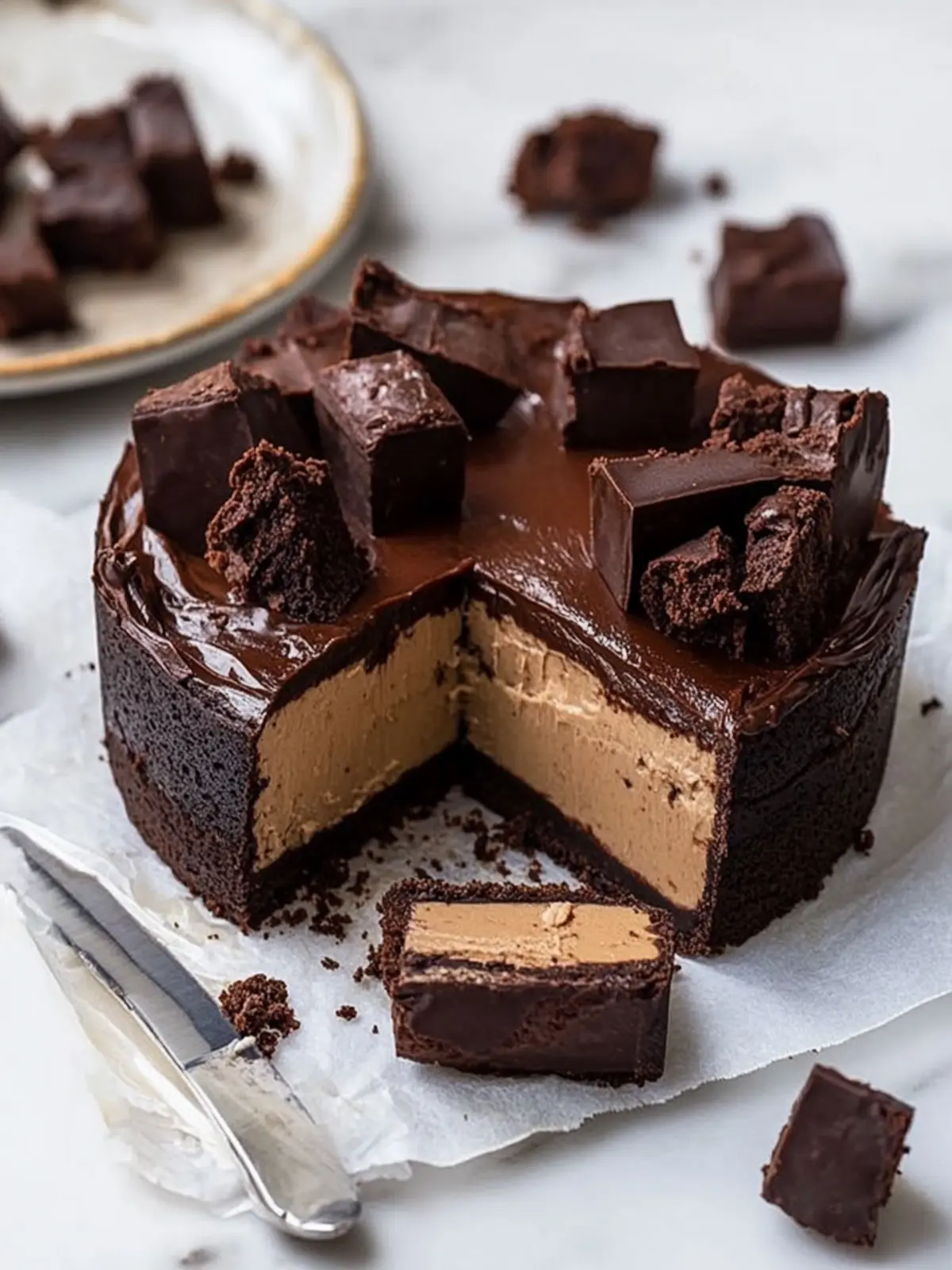Vegan Brownie Basque Cheesecake