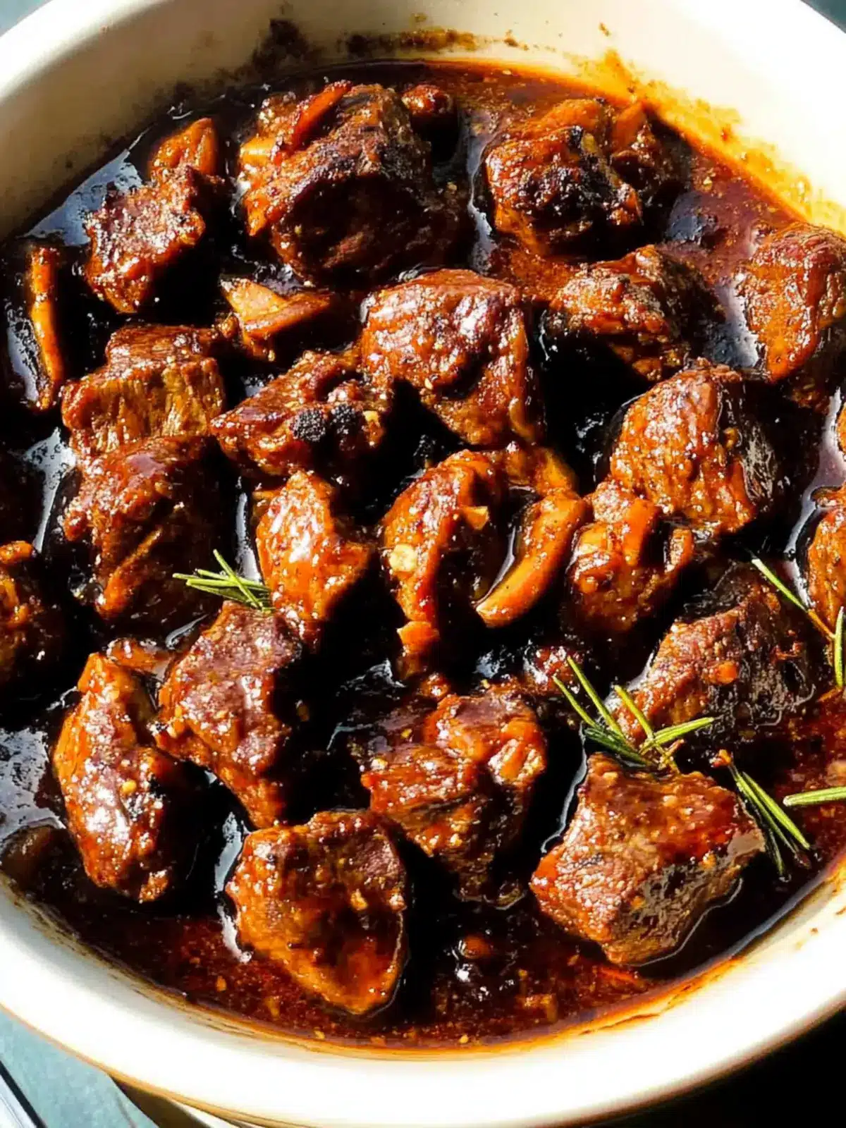 Savory Crockpot Steak Bites with Garlic, Rosemary & Honey Balsamic 5 Crockpot Steak Bites with Garlic, Rosemary & Honey Balsamic