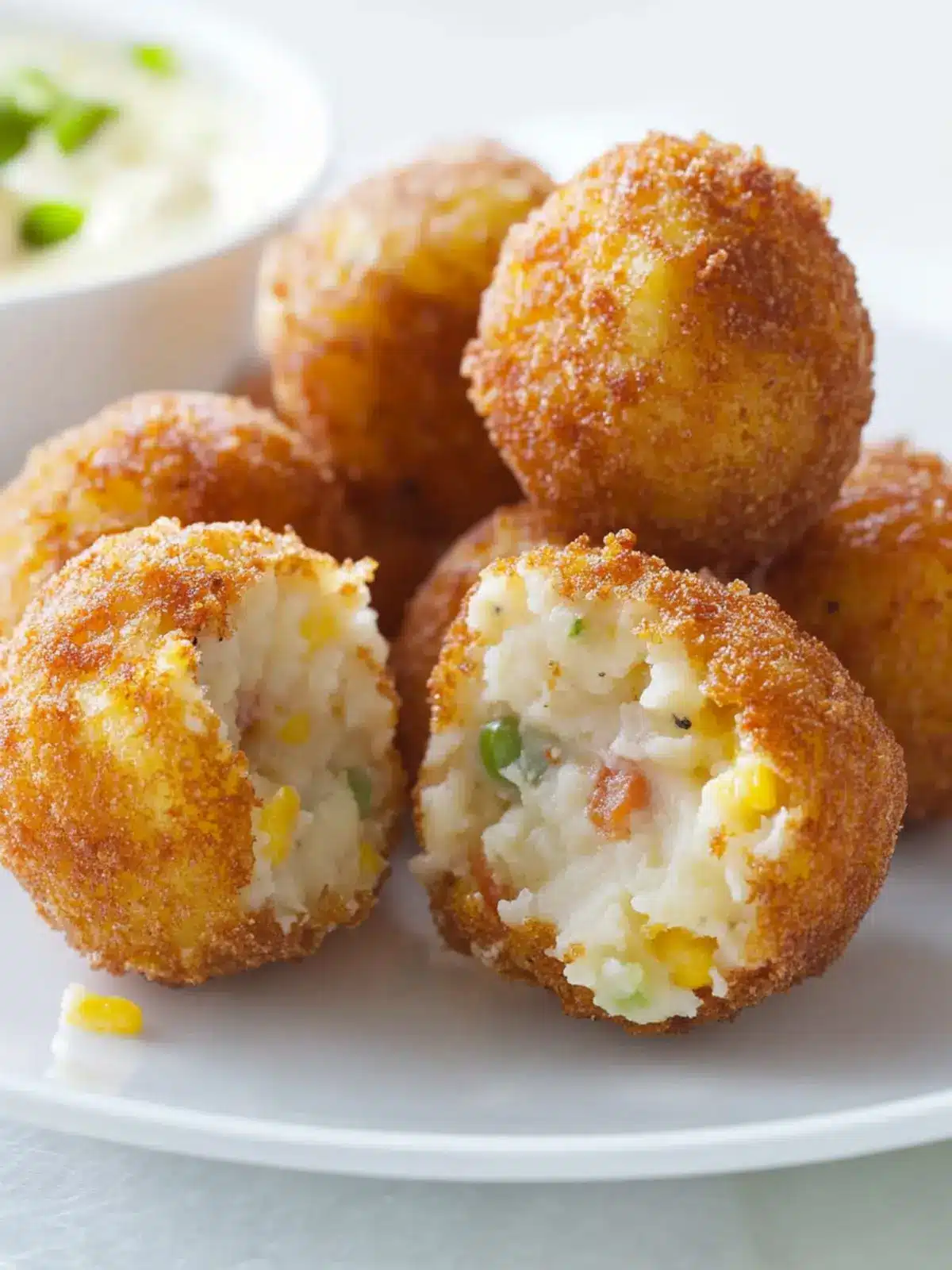 Cheesy Fried Mashed Potato Balls with Crispy Bacon Delight 3 Cheesy Fried Mashed Potato Balls